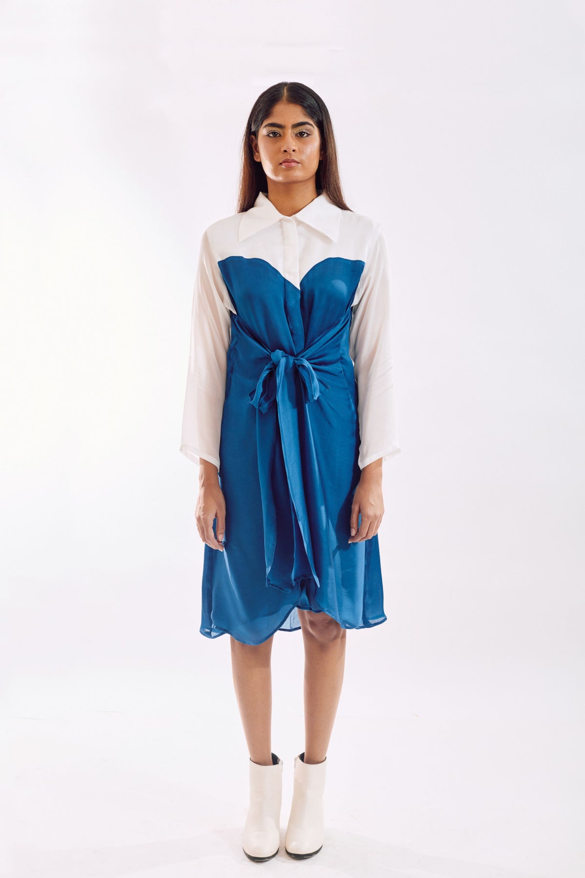 Blue Half Tie Dress