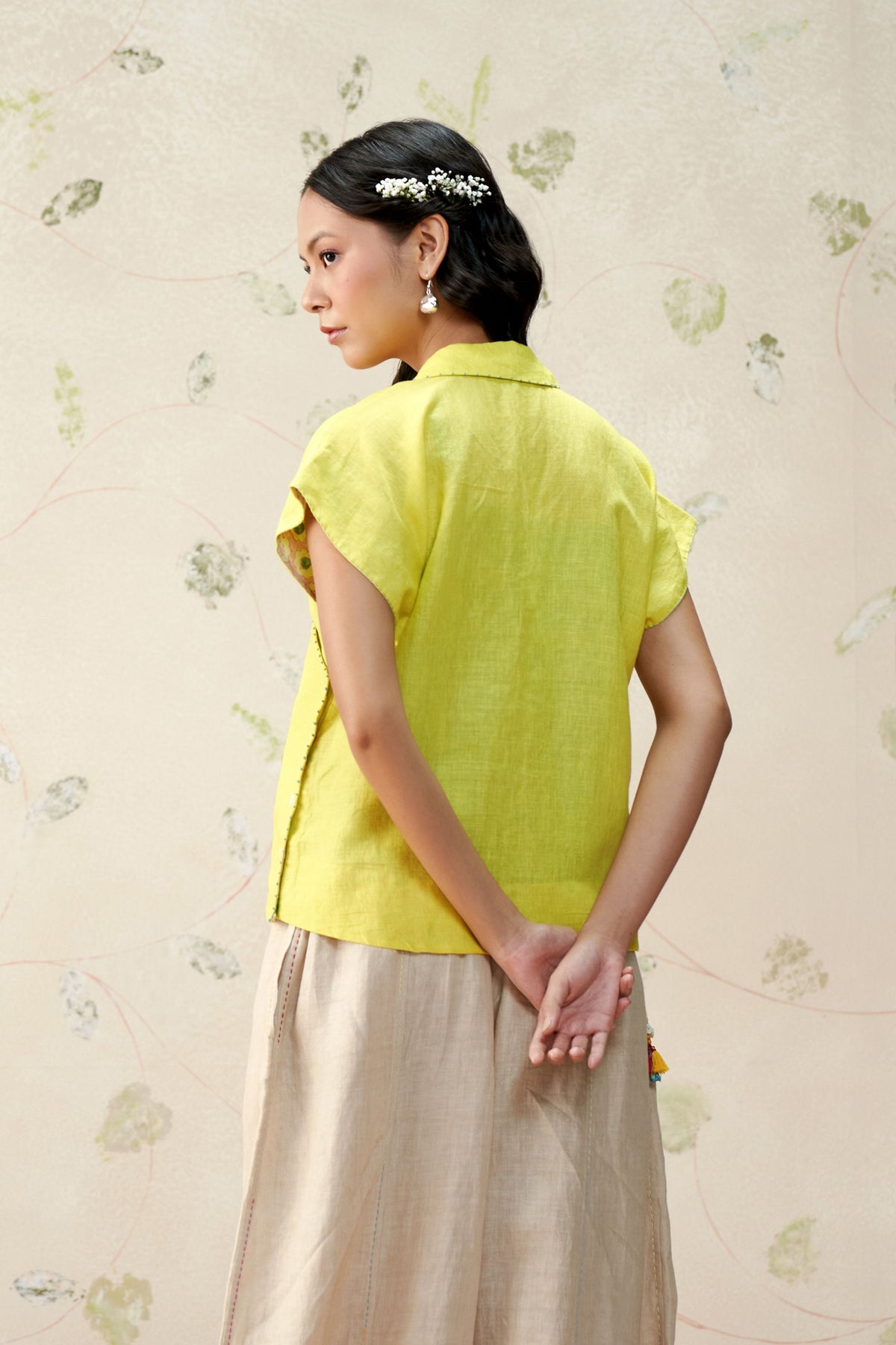 Adele Yellow Wrapover Shirt