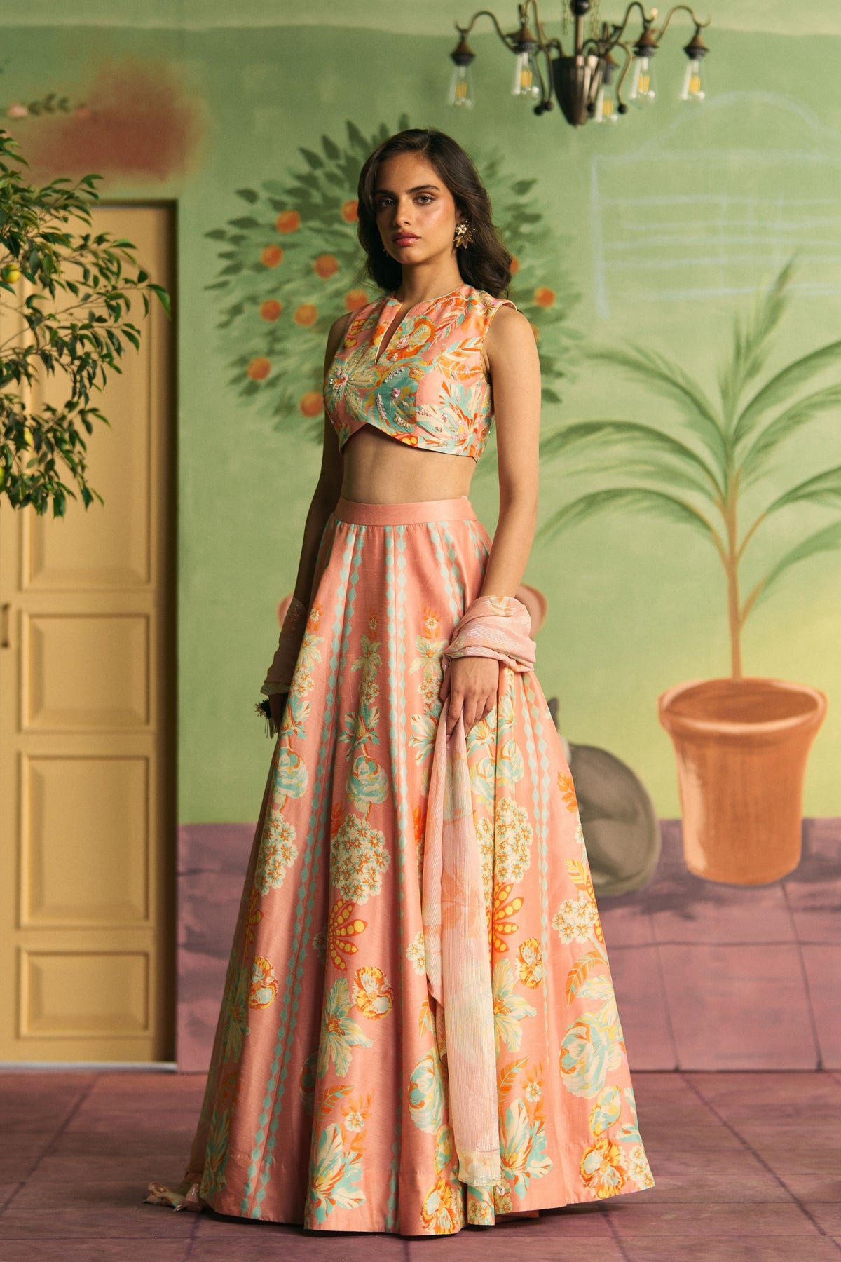 Peach Bloom Lehenga Set