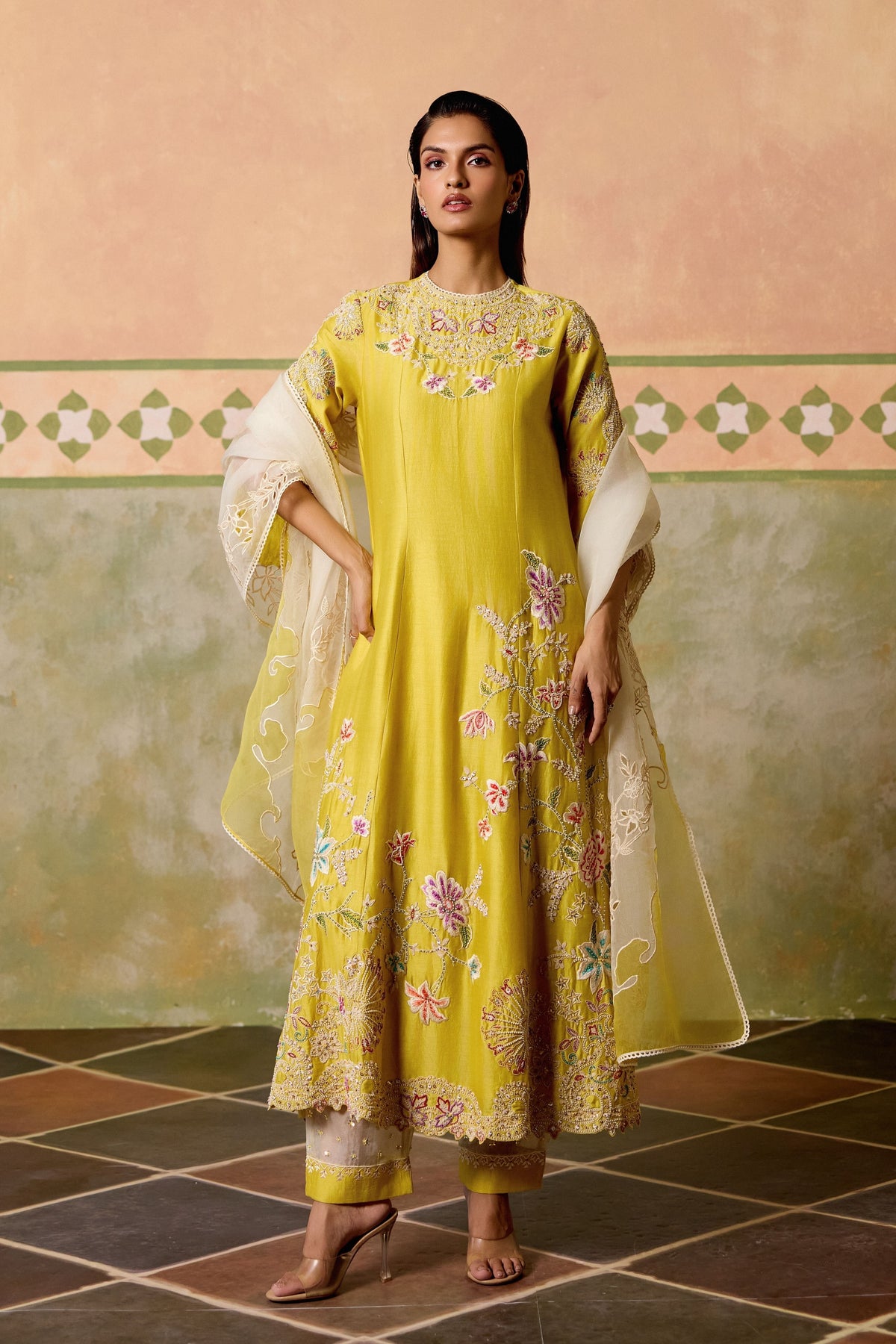 Yellow chanderi Kurta Set