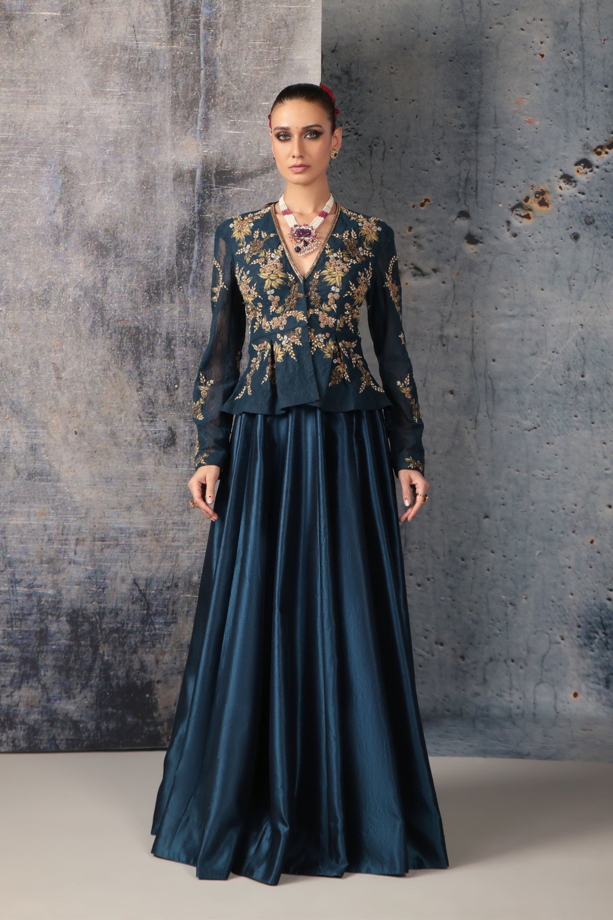 Blue Peplum Lehenga Set