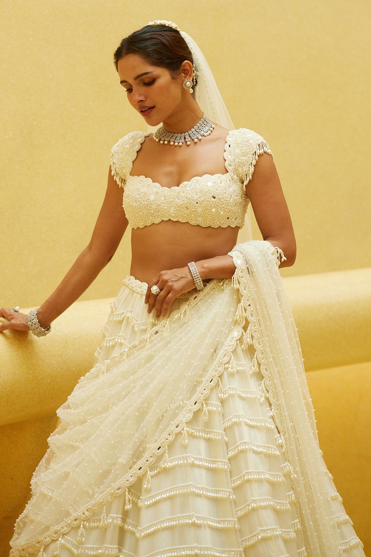 Mirror and Pearl Drop Lehenga Set