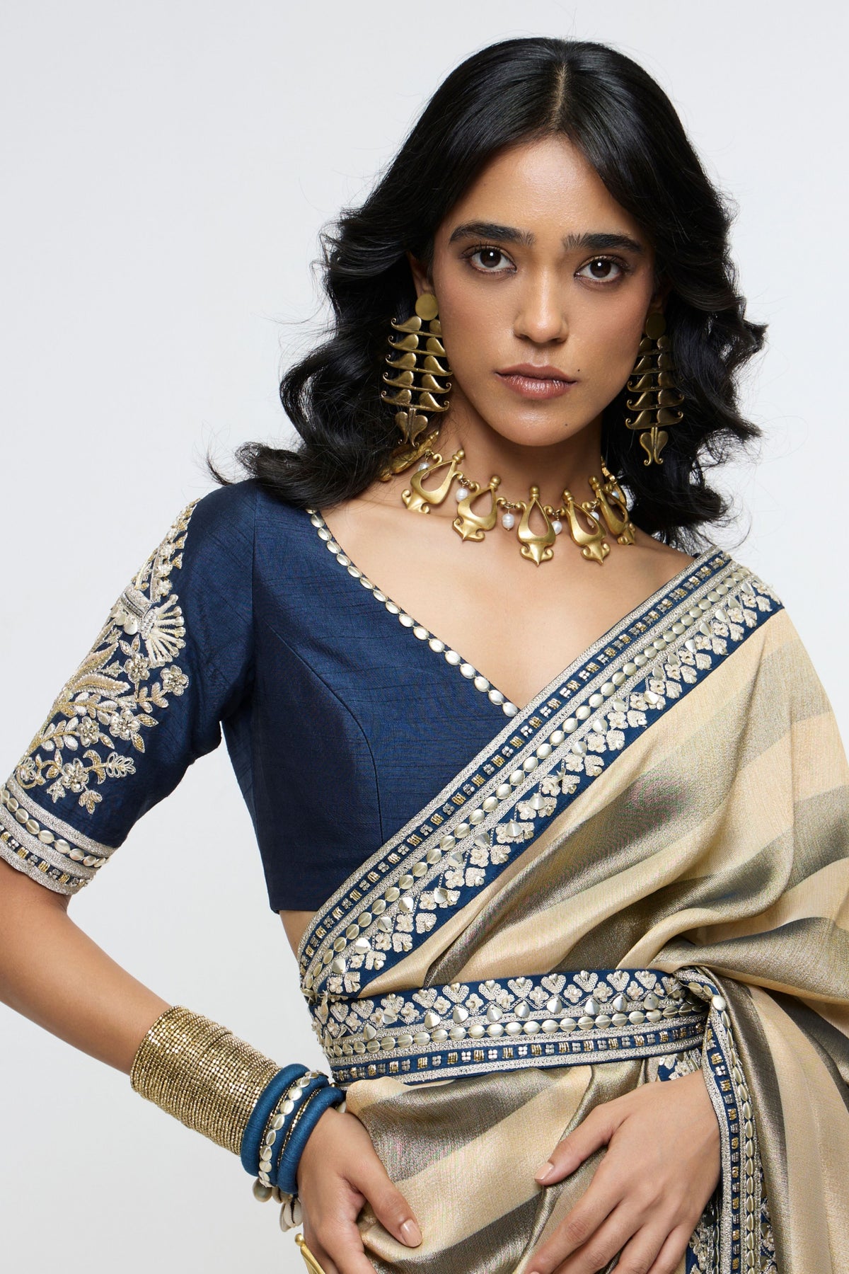 Chandra Mahal Stripe Saree Set