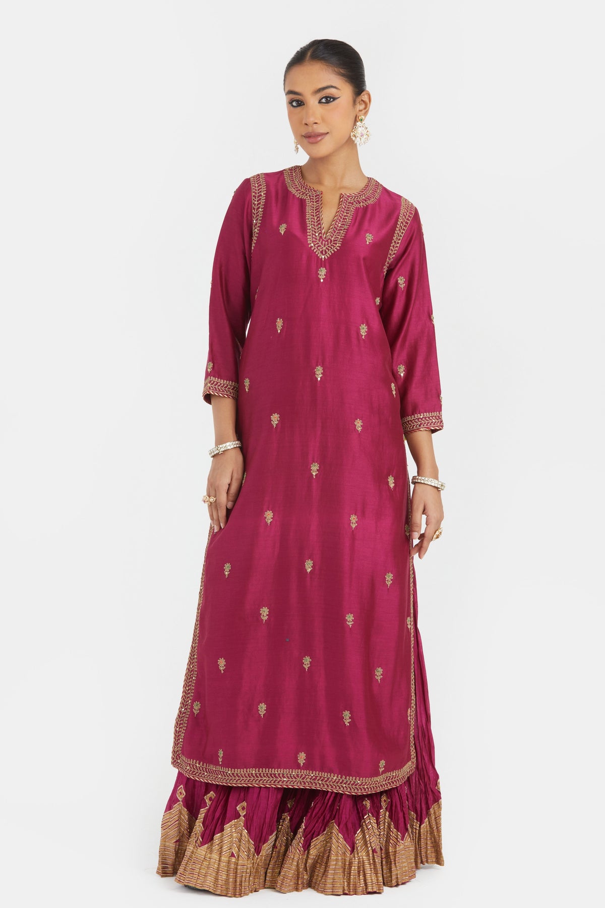 Fuchsia Chanderi Sharara Set