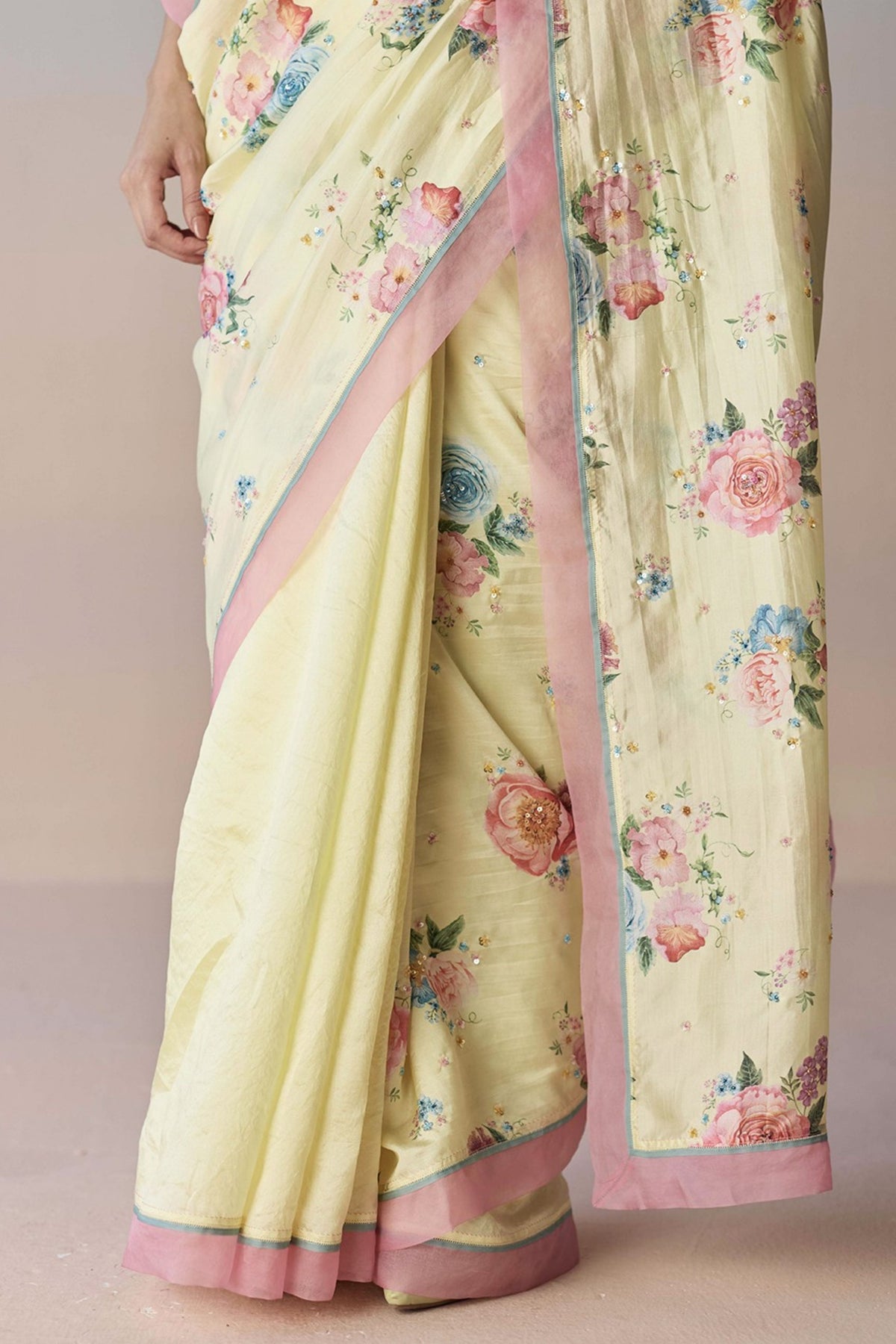Kindred Petals Yellow Saree