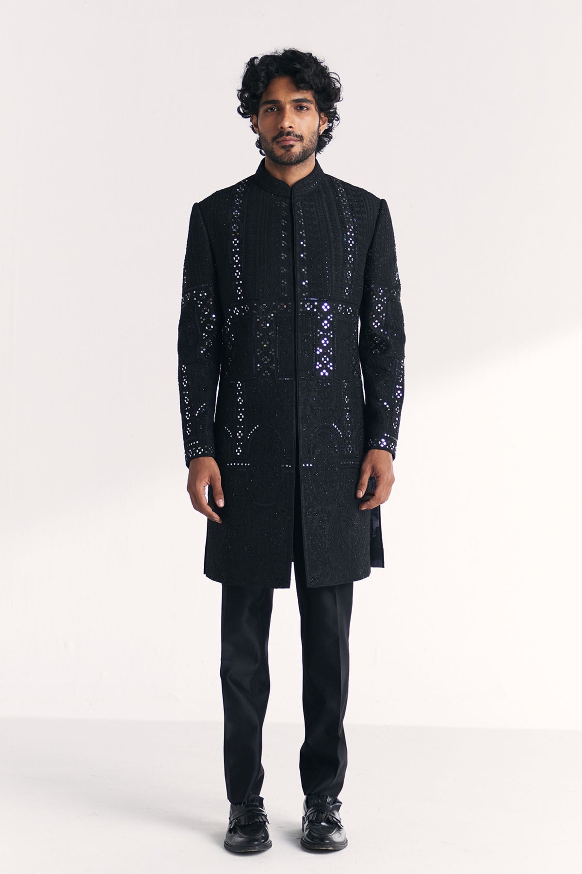 Kunj Black Achkan Set