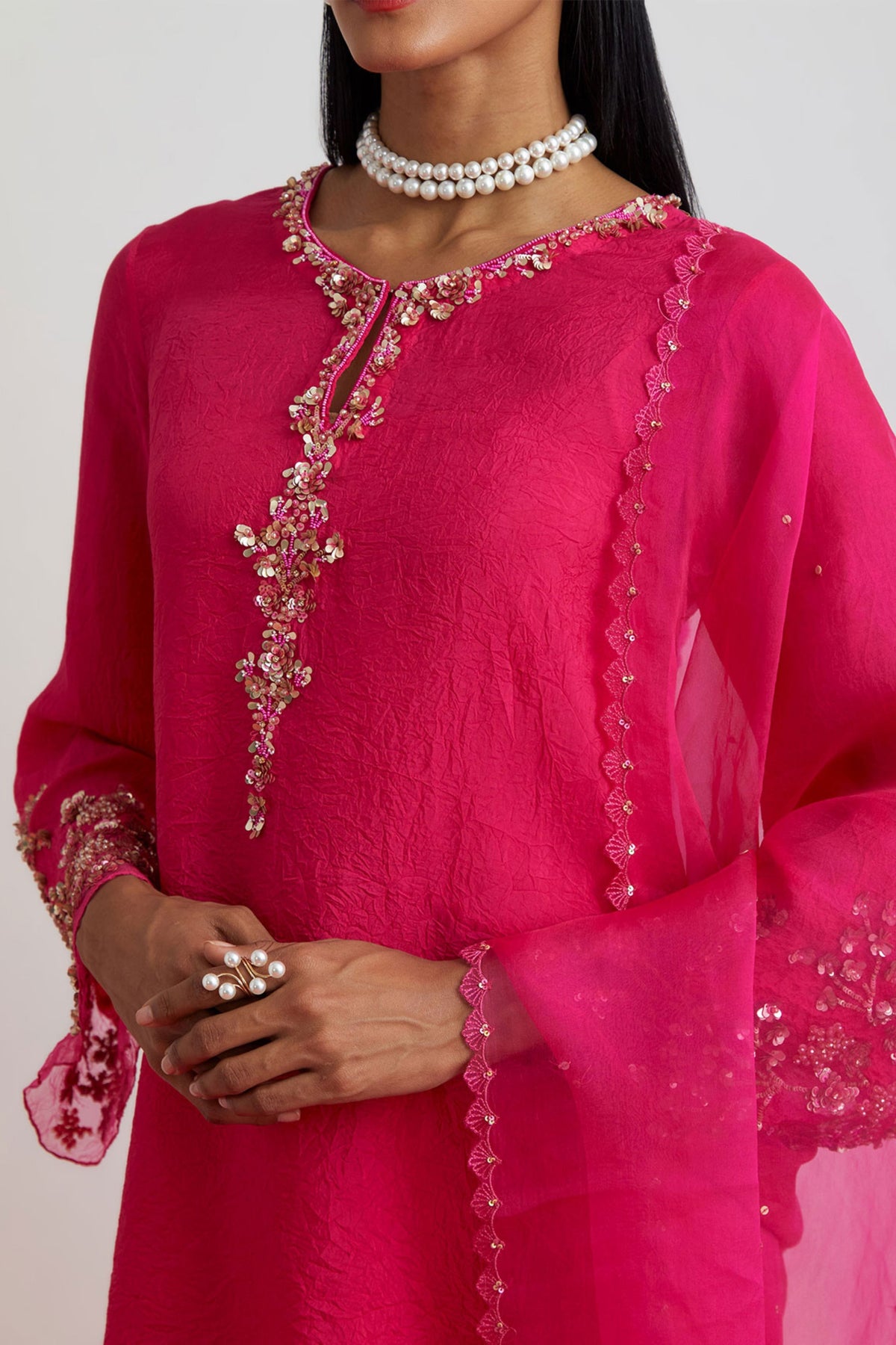 Embroidered Beaded Tunic Set