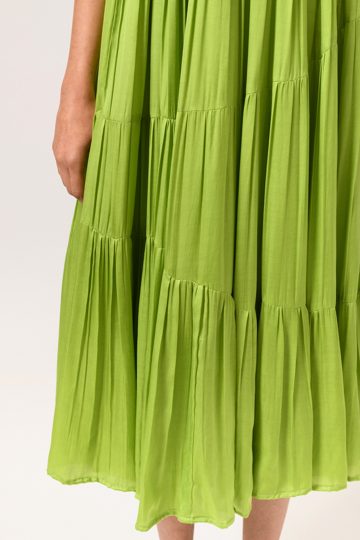 Yellow green asymmetrical gather dress