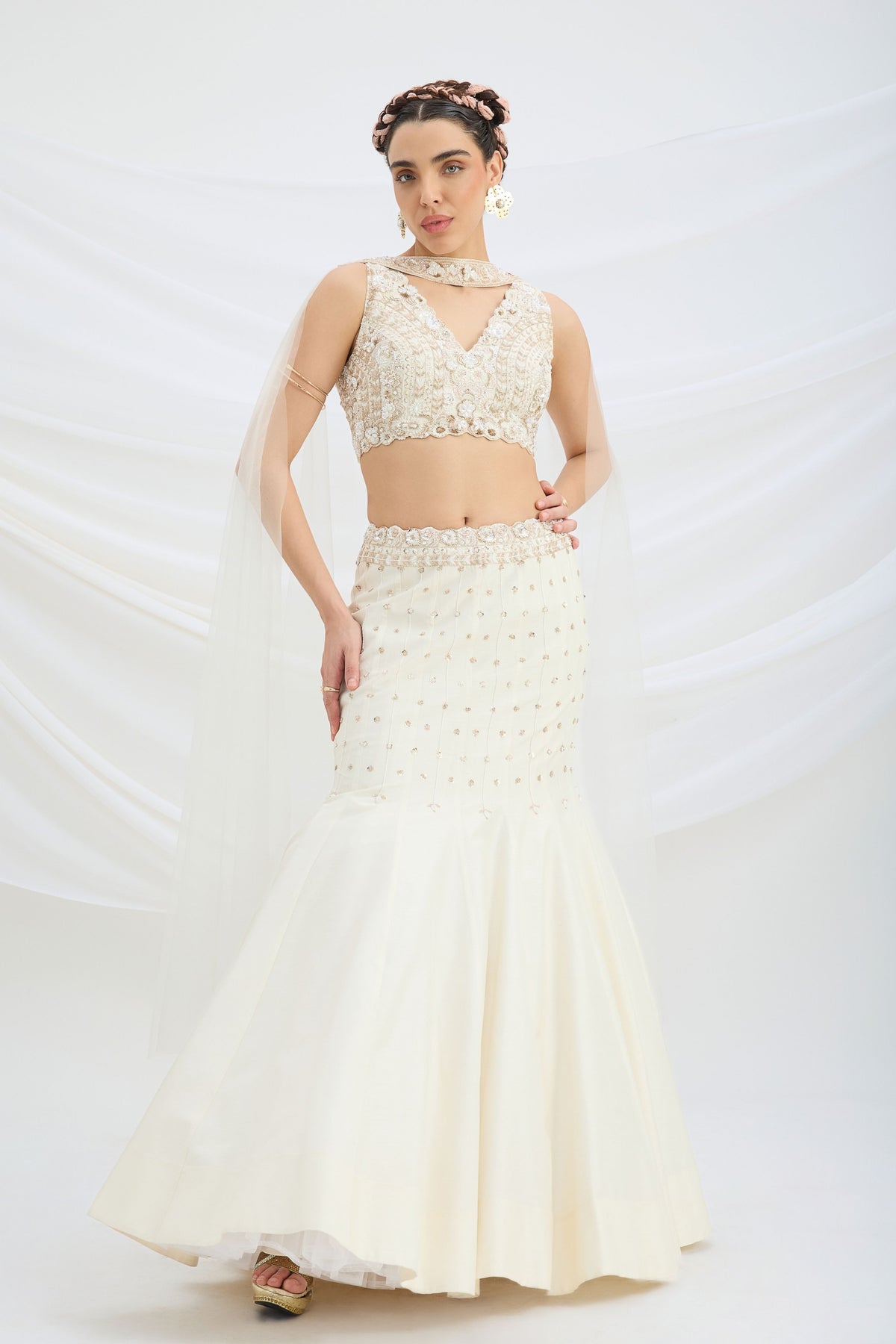 Fishcut Embroidered Lehenga Set