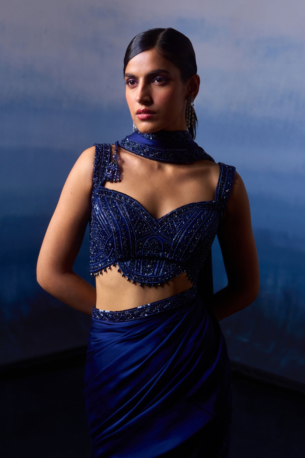 Midnight Blue Saree Set