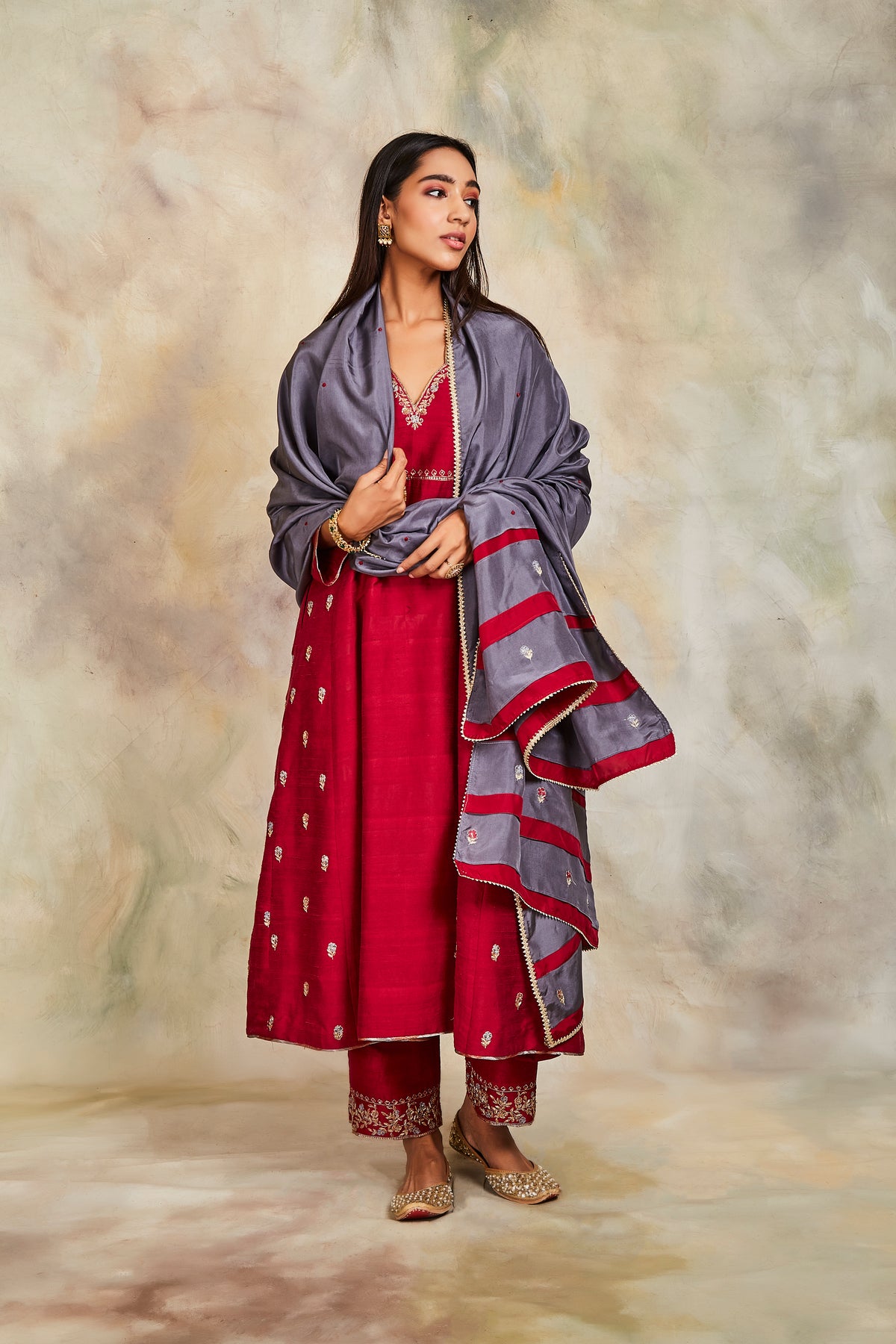 Maroon kurta set