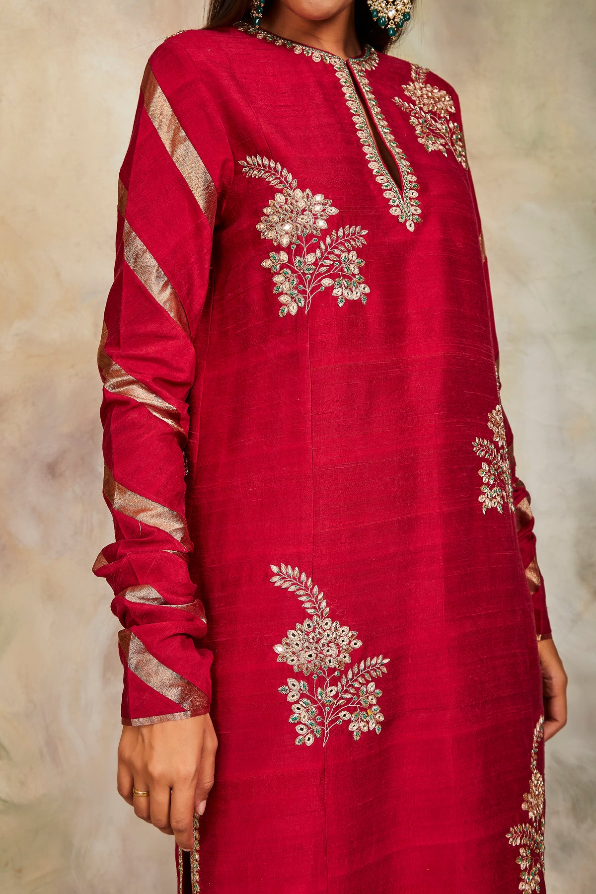 Maroon zardozi kurta set