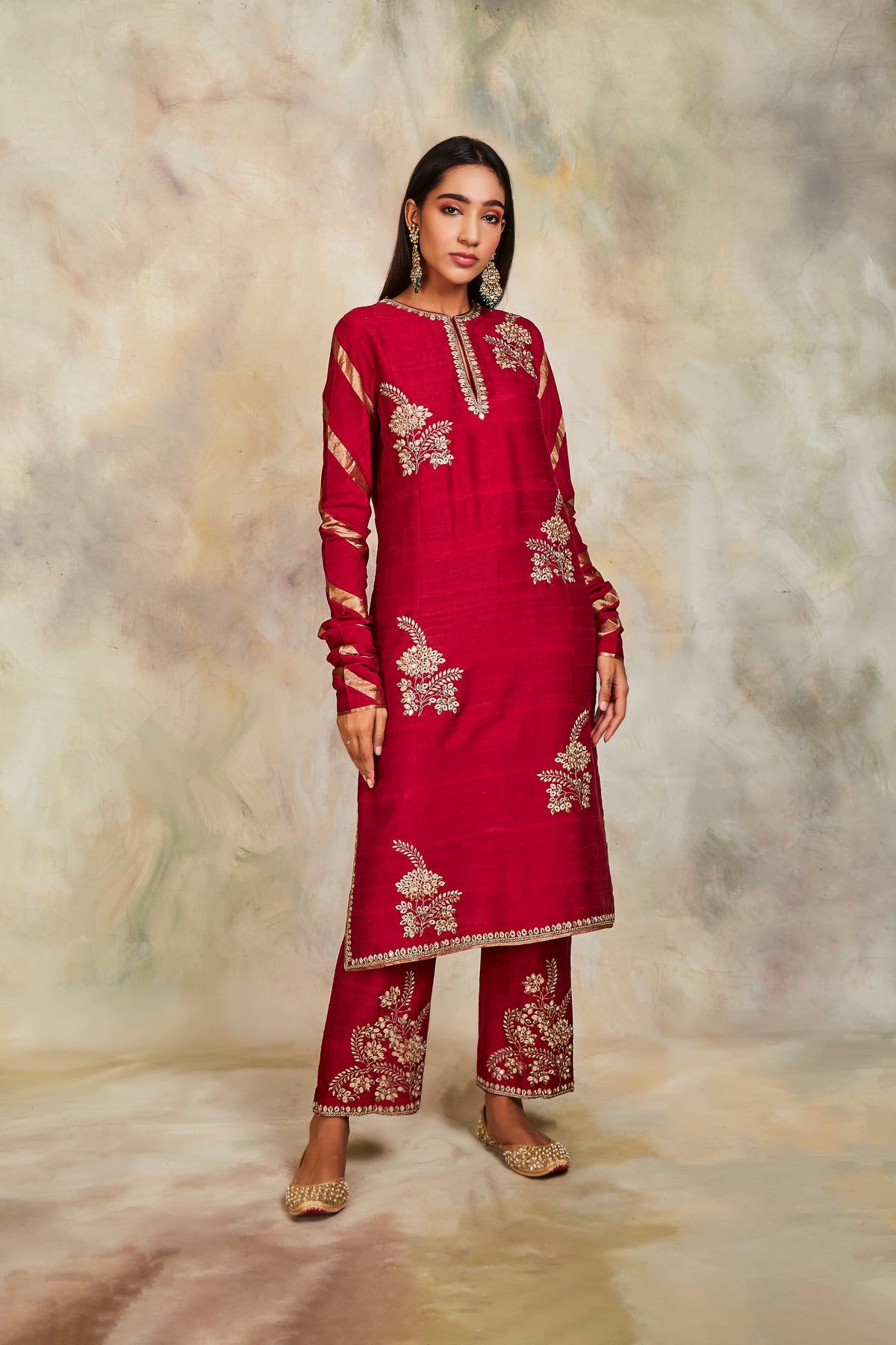 Maroon zardozi kurta set