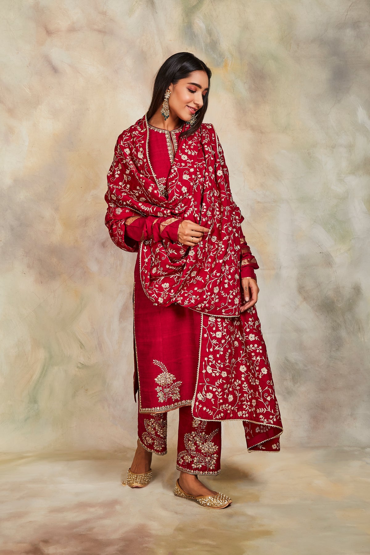 Maroon zardozi kurta set