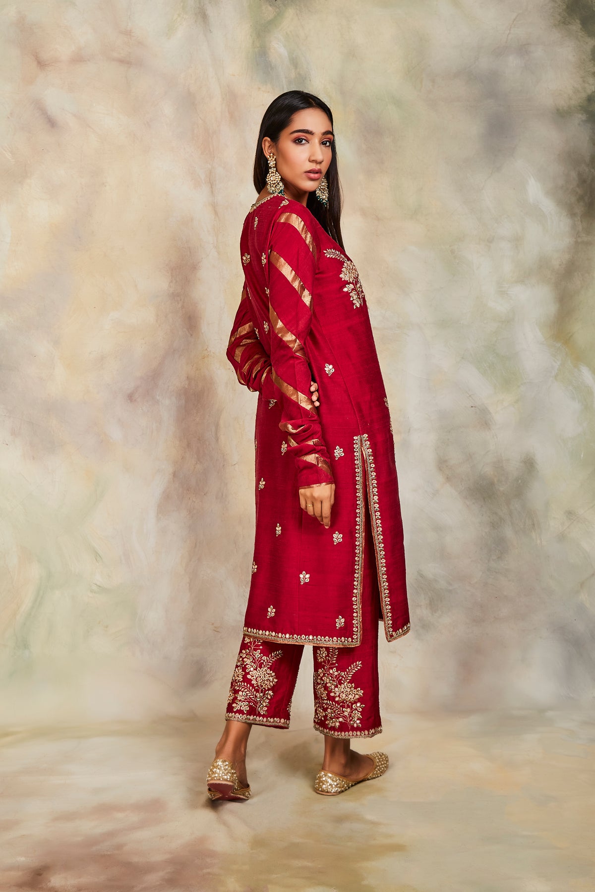 Maroon zardozi kurta set