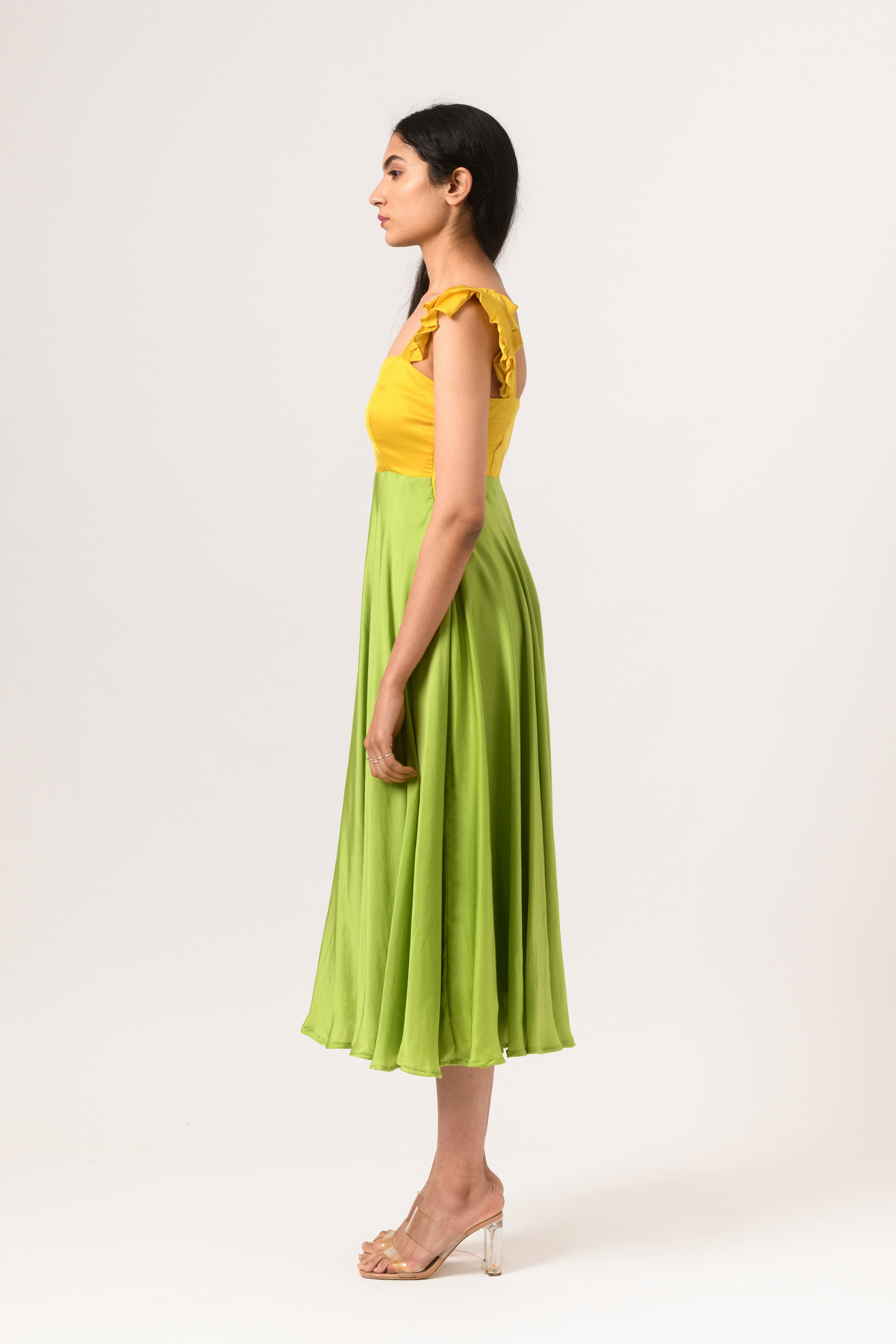 Yellow green umbrella dress
