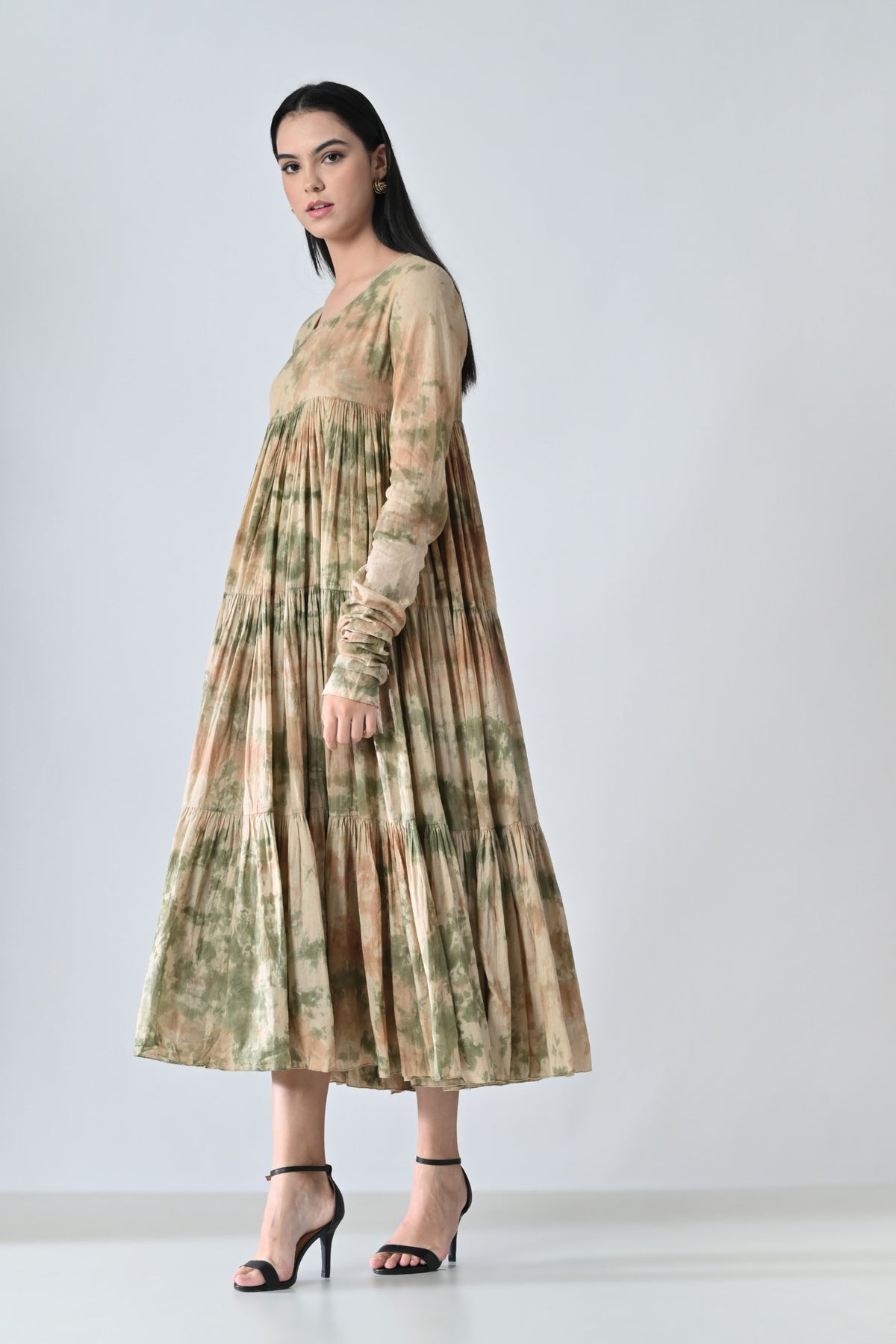 Beige Mist Tiered Midi Dress