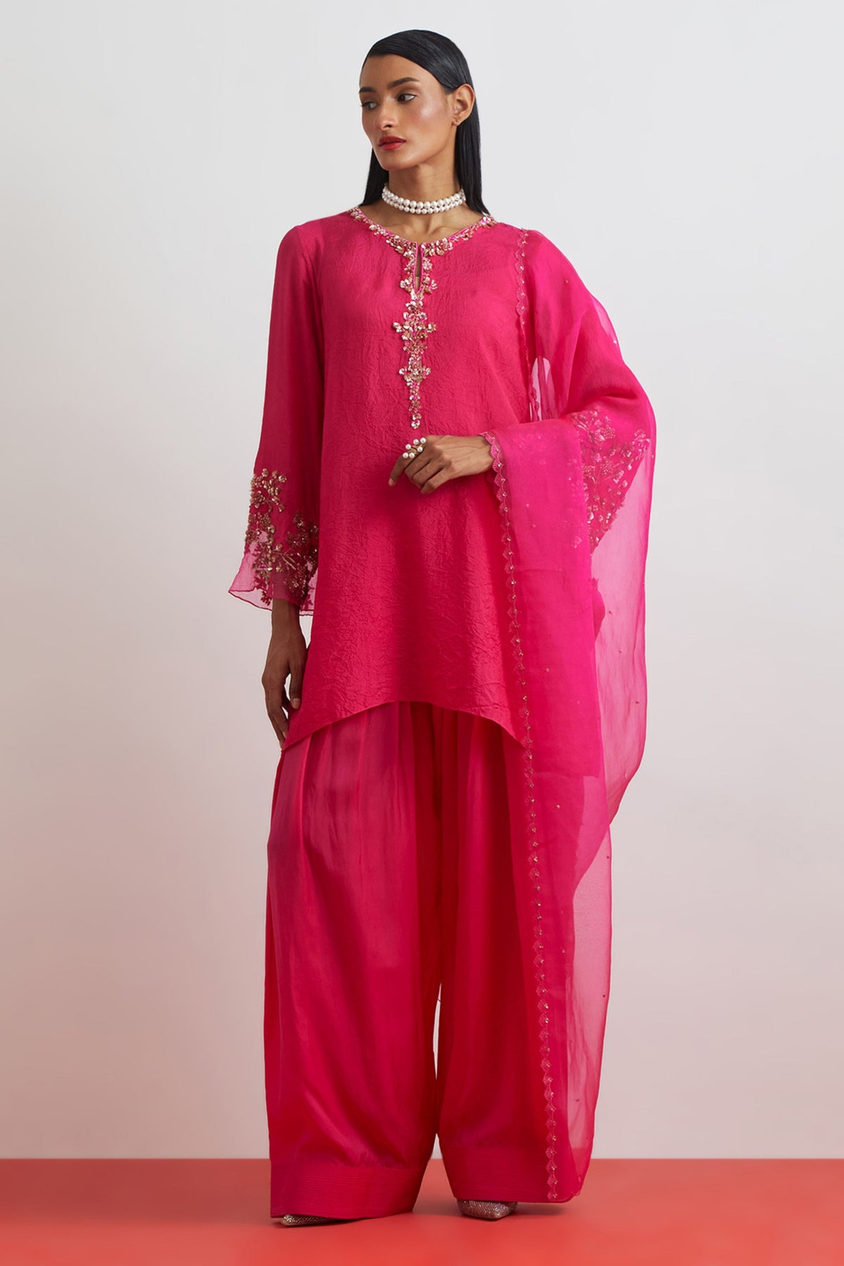 Delicate Sequined Floral Dupatta