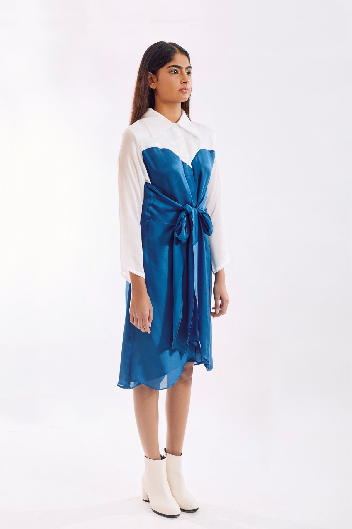 Blue Half Tie Dress