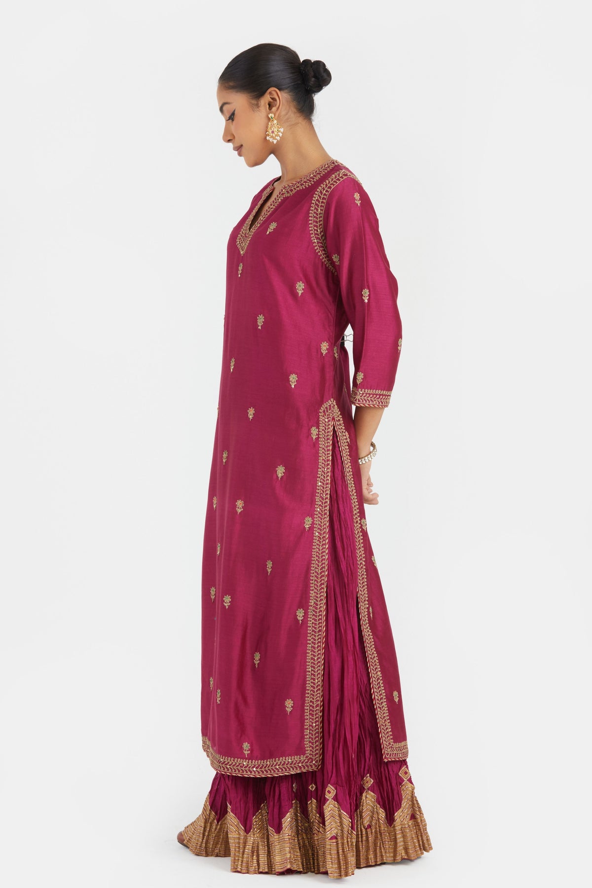Fuchsia Chanderi Sharara Set