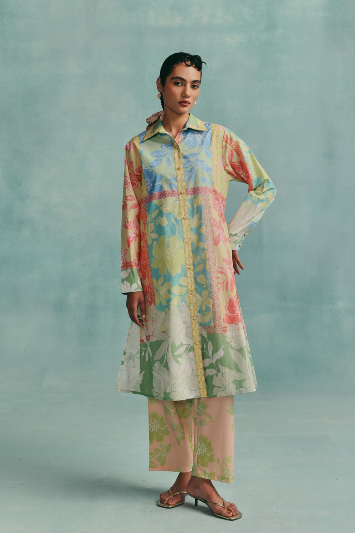 Patchwork Collared Kurta Set