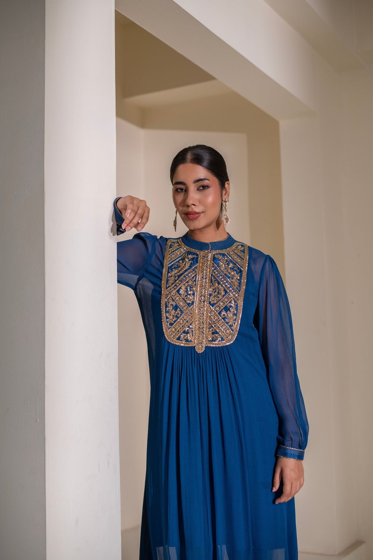 Blue  Embellished Kurta Set