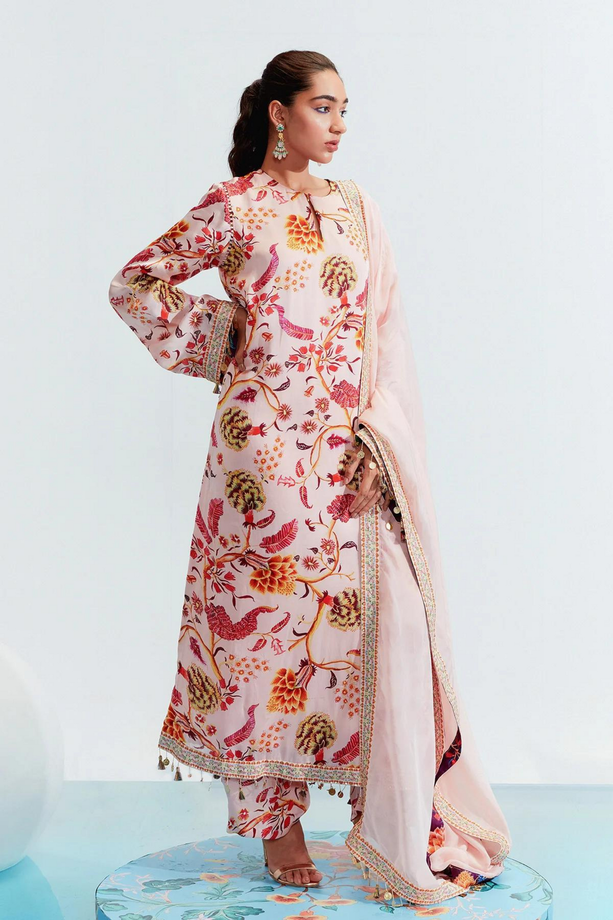 Tahira Nude Embroidered Kurta Set