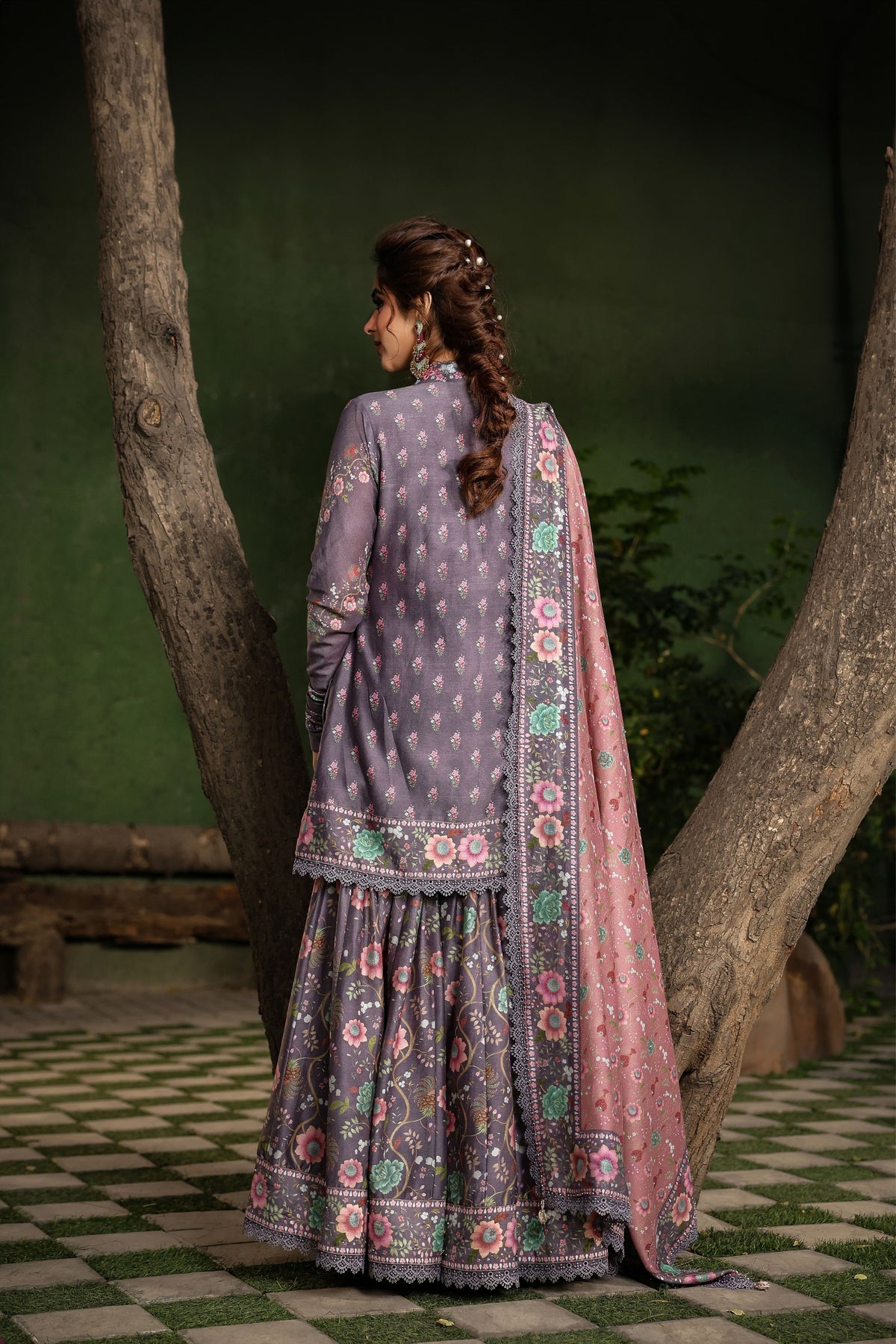Mughal Sharara Set in Purple