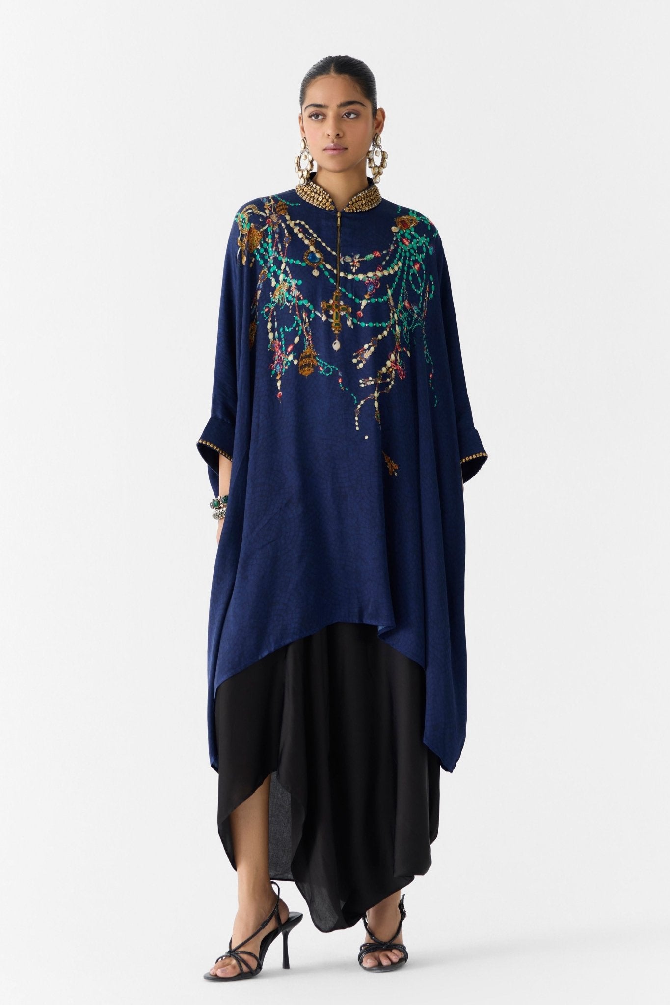 Navy Maharni Kaftan Set - Studio Rigu - Elahe