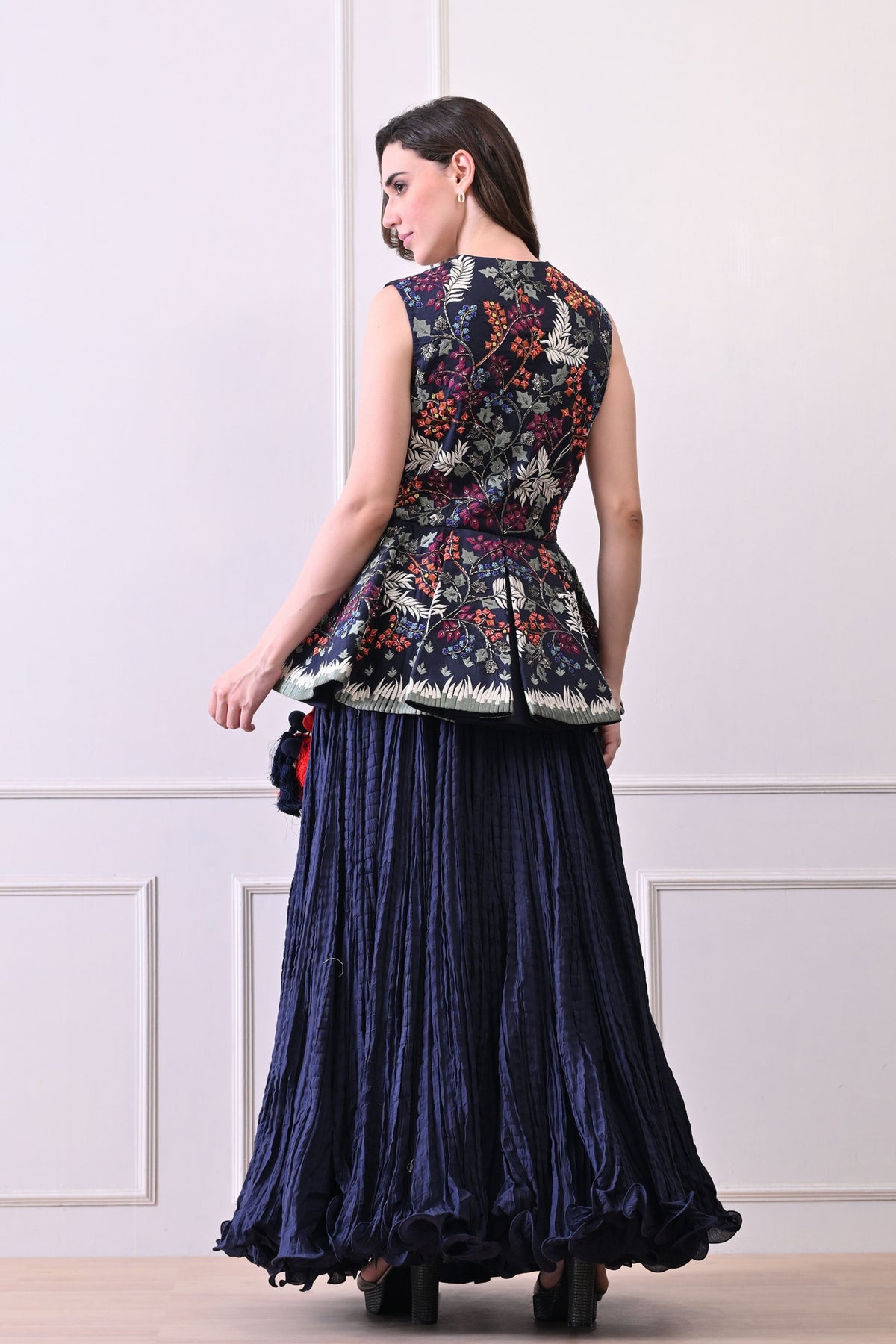 Blue Peplum Skirt Set