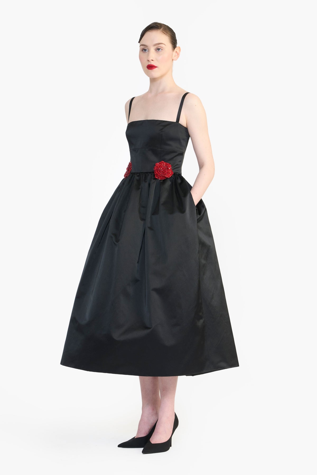 Midi Dress With Rose Flower