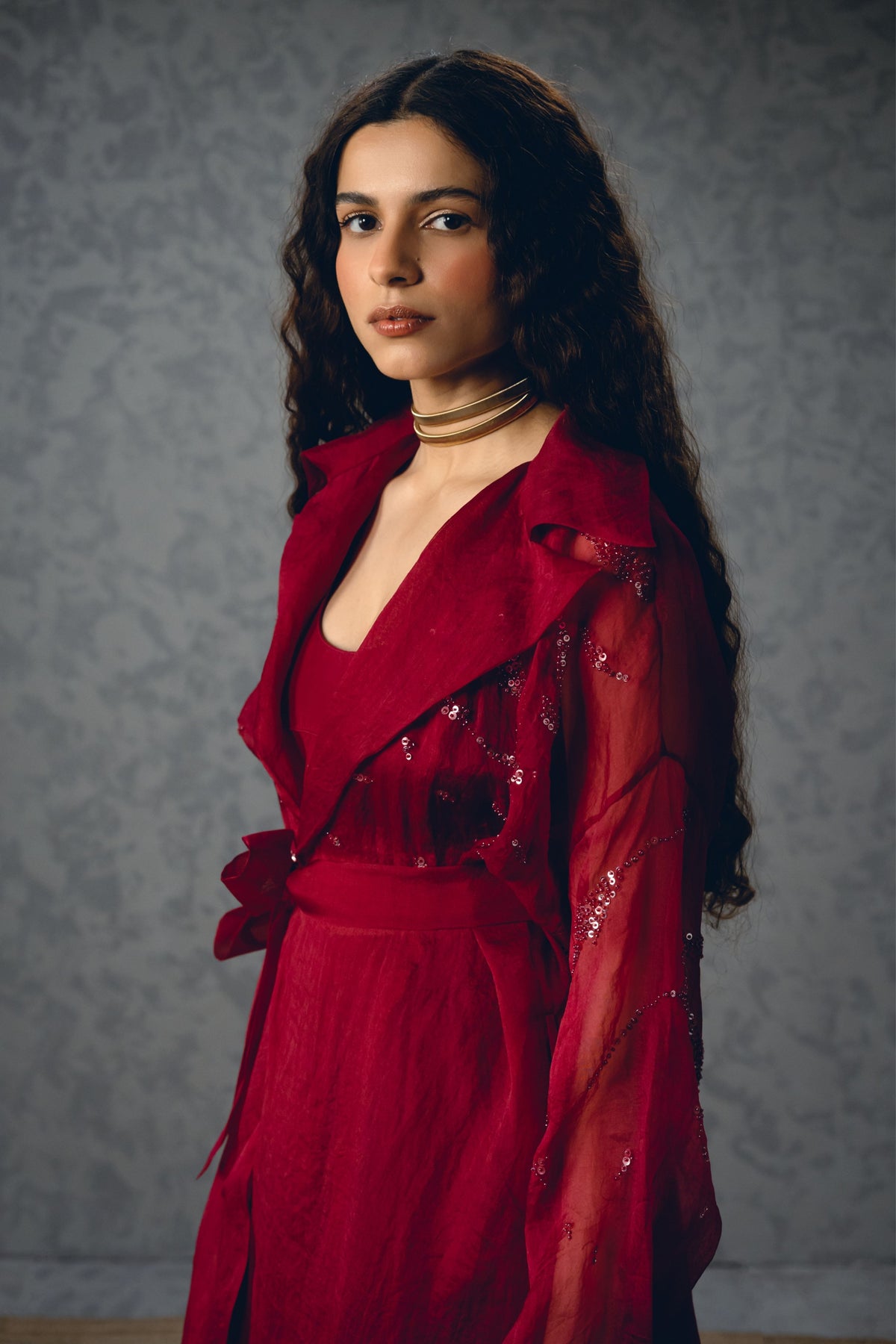 Nami Maroon Jacket Set