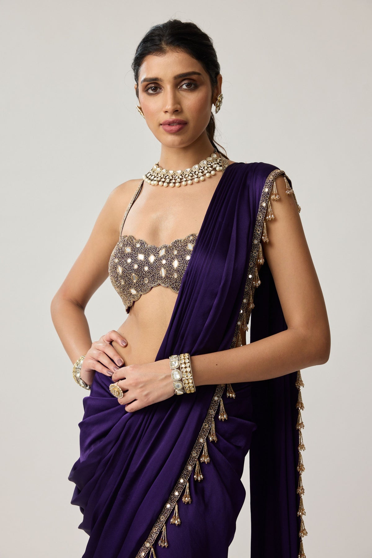 Royalty Purple Draped Saree Set