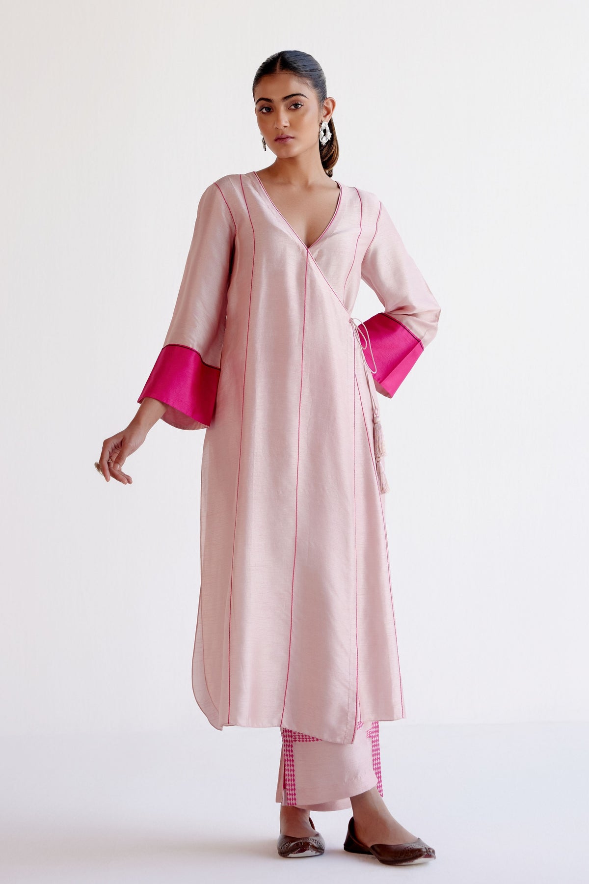 Blush Pink Angrakha Kurta Set