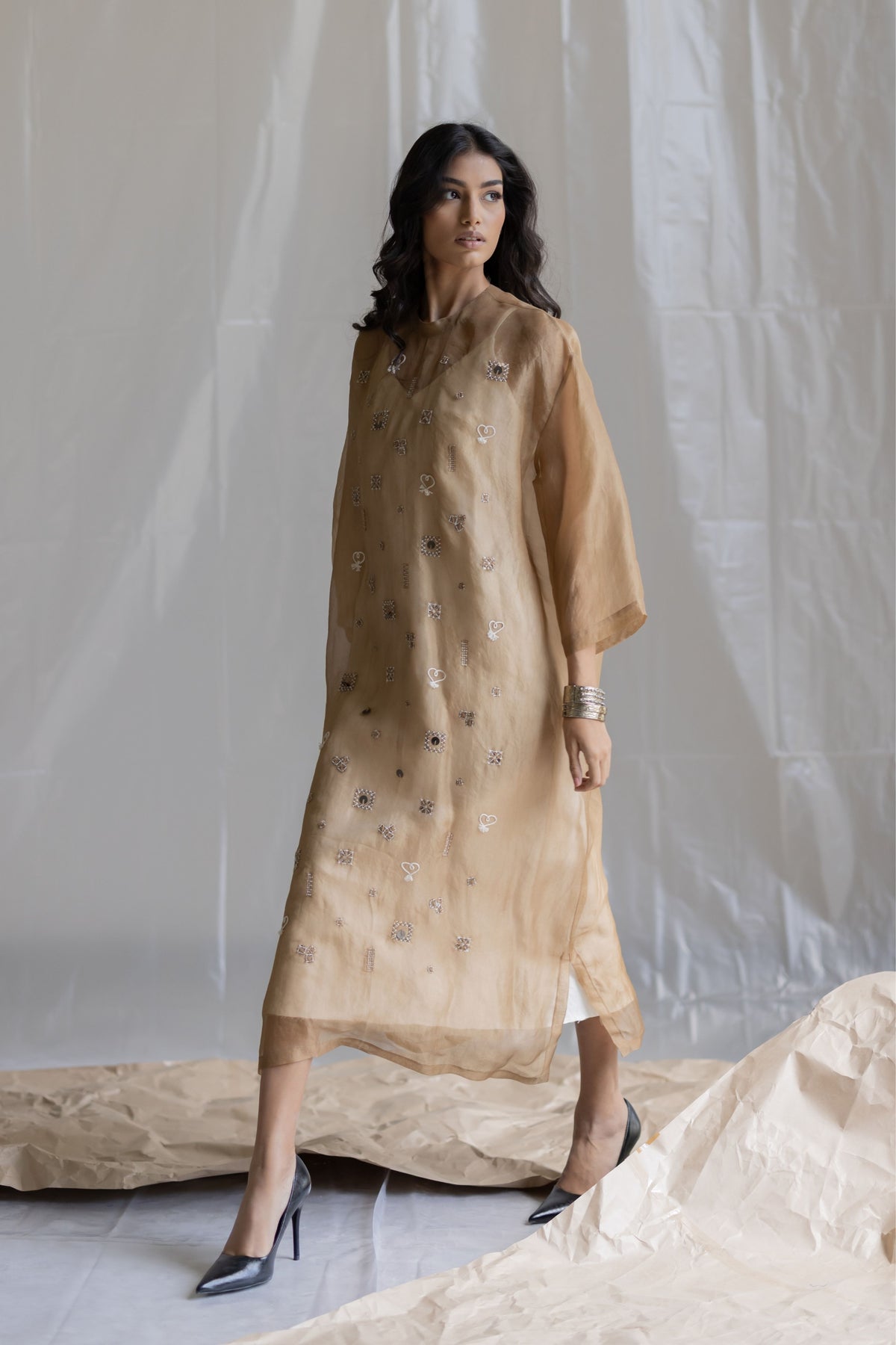 Beige Organza Dress