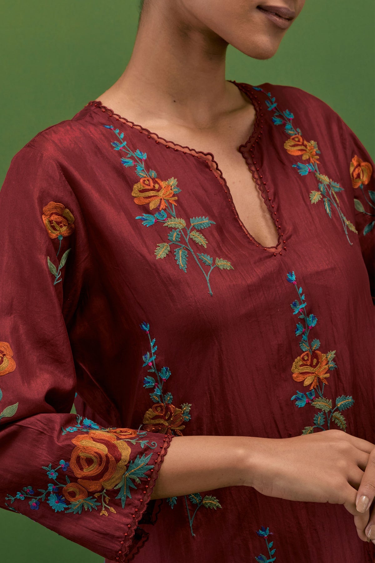 Rosewood Embroidery Straight Kurta Set
