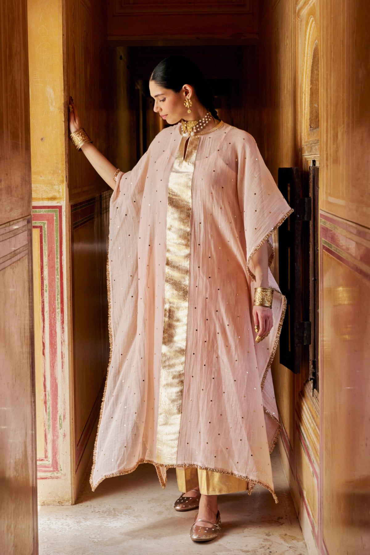 Vintage Blush Kaftan Set