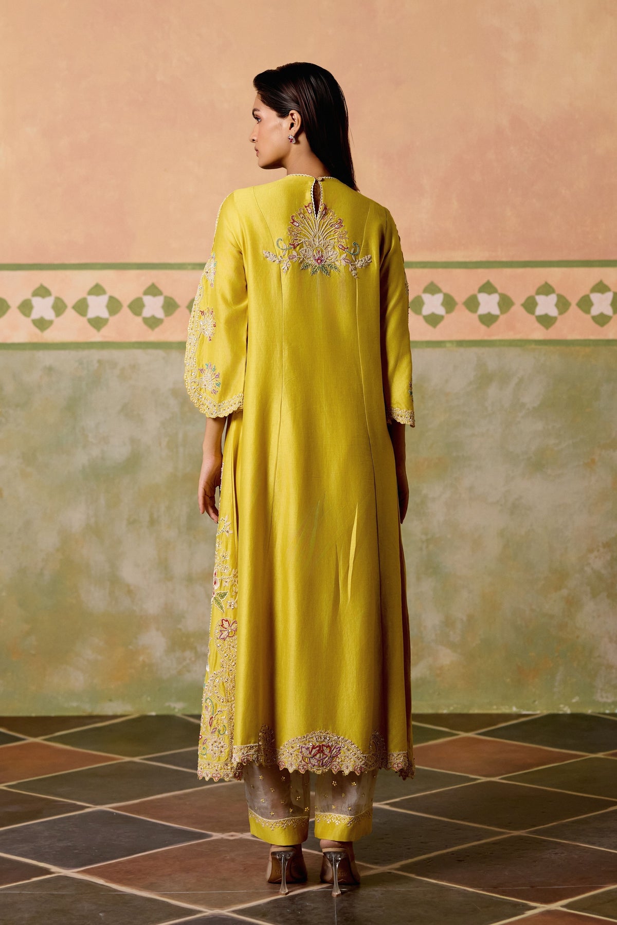 Yellow chanderi Kurta Set