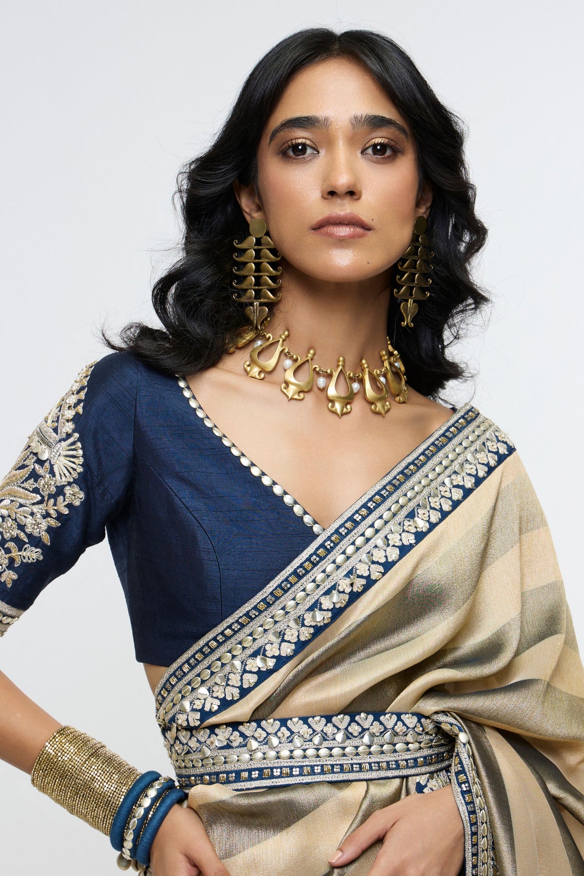 Chandra Mahal Stripe Saree Set