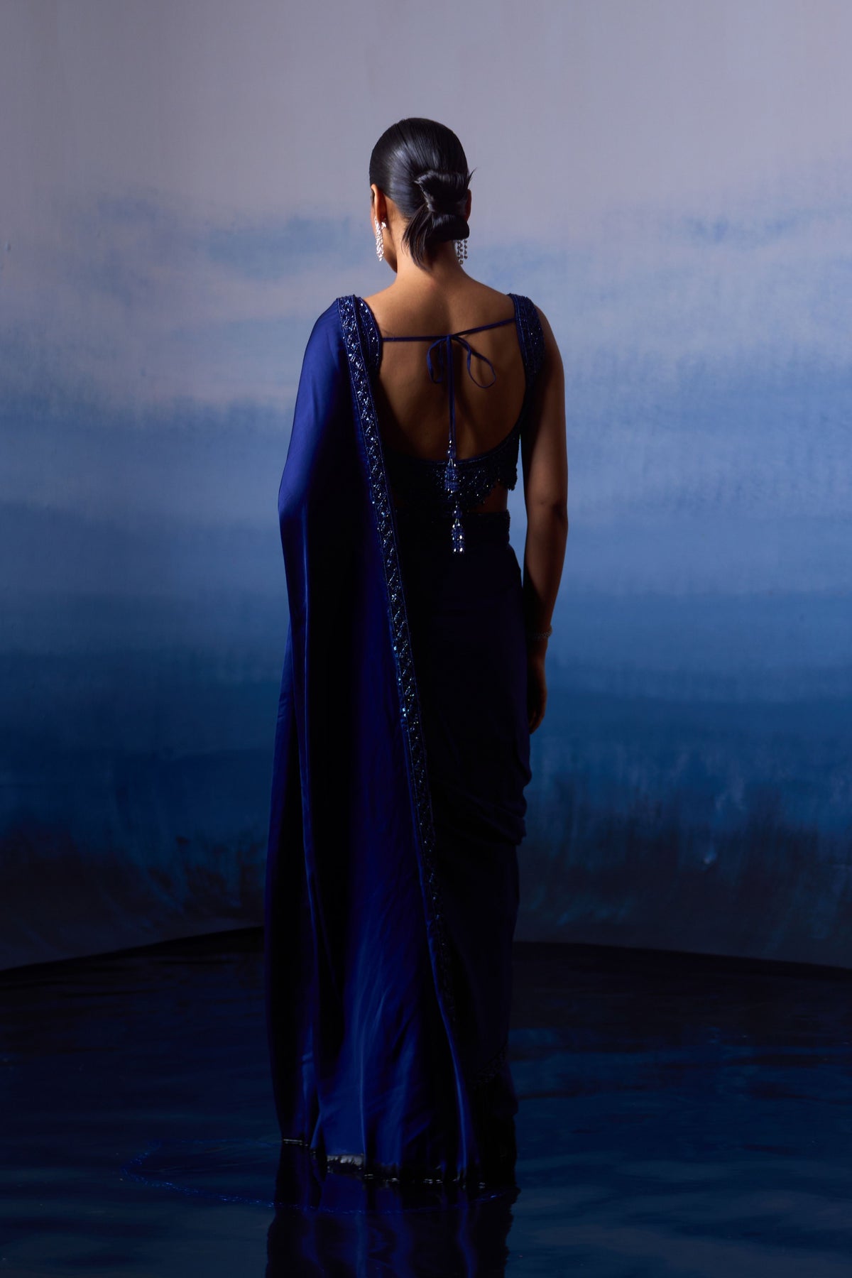 Midnight Blue Saree Set