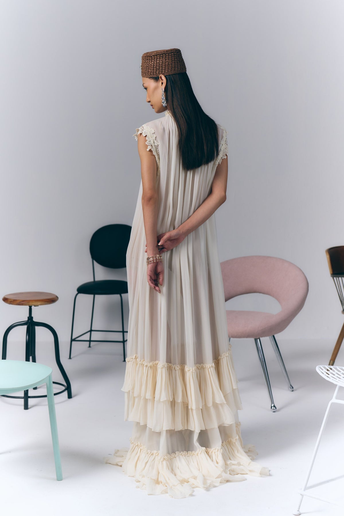 Ivory Ruffle Long Dress