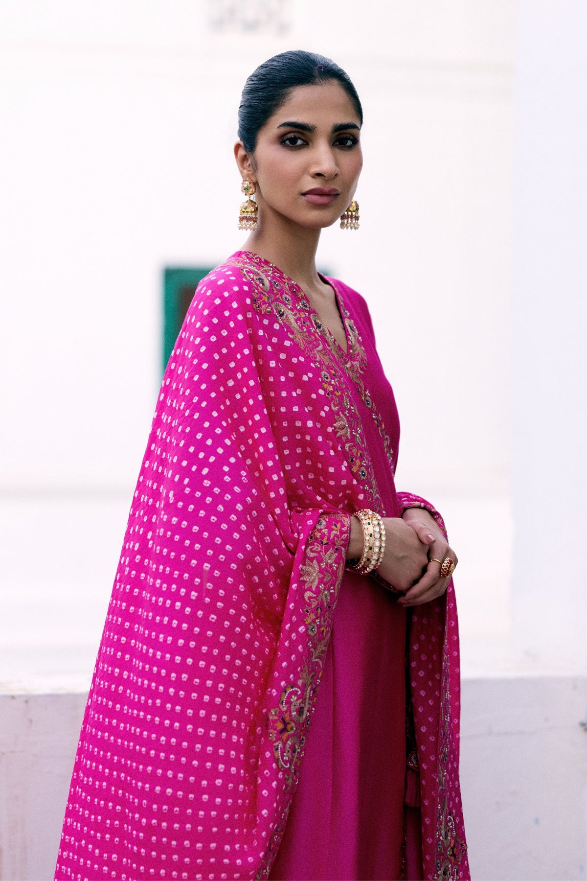 Peacock Bandhani Angrakha Set