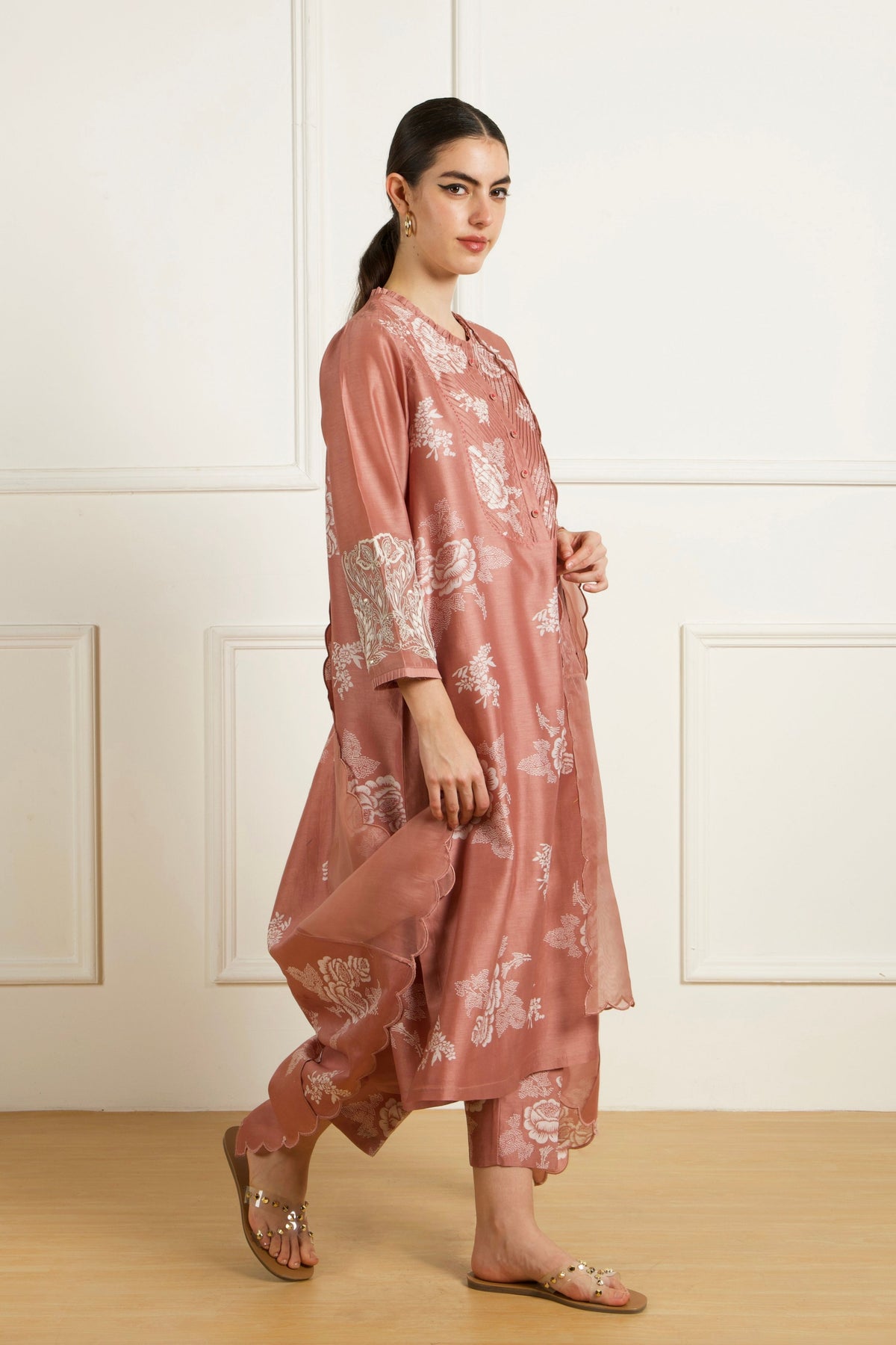 Almond Discharge Print Kurta Set