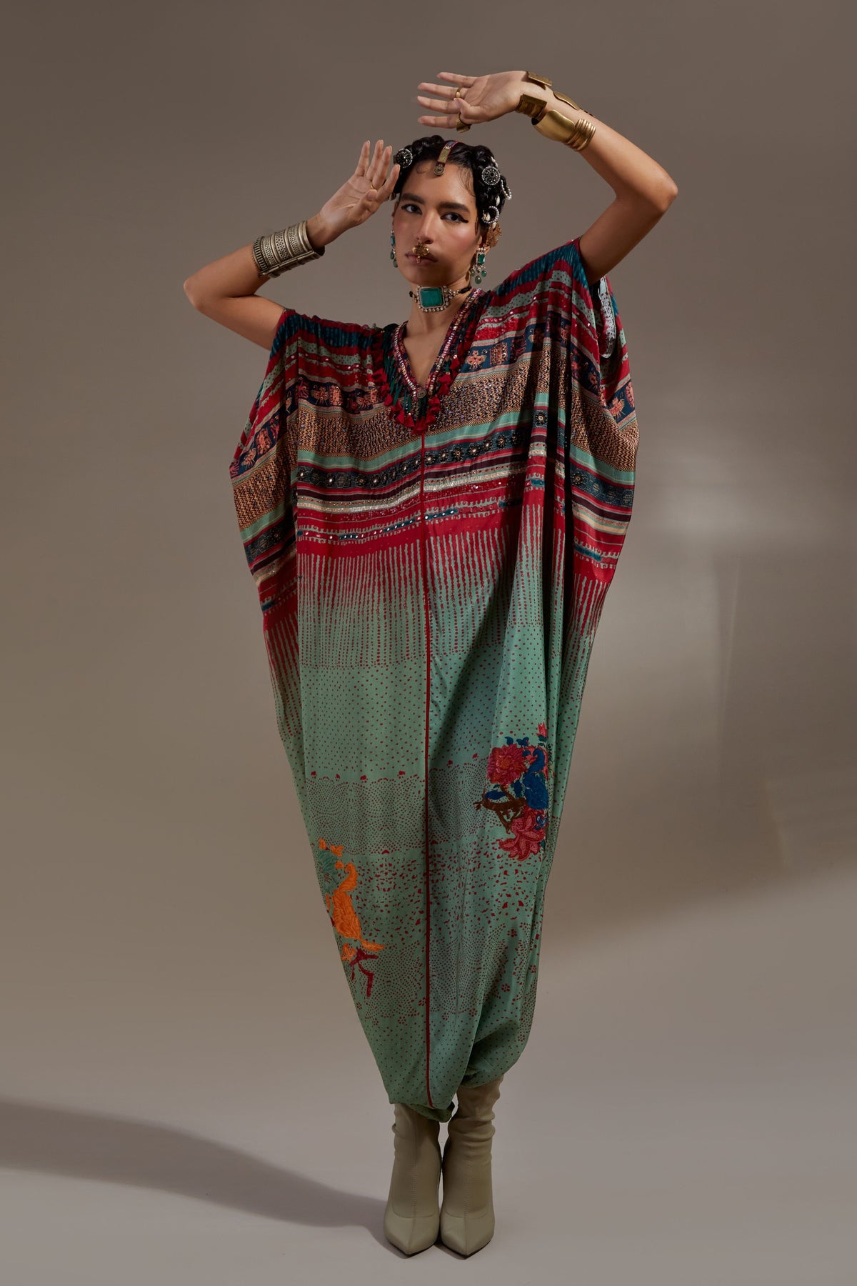 Ash Green Vayu Kaftan Jumpsuit