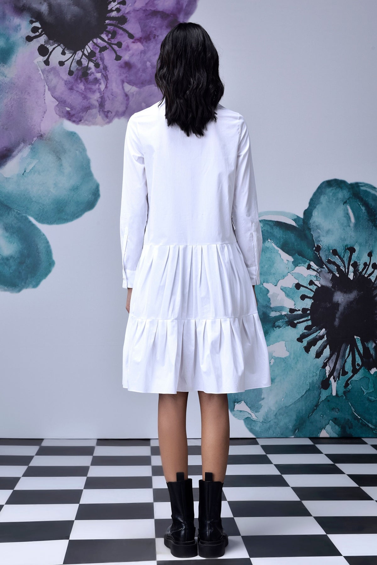 Sequenced Placket Dress White