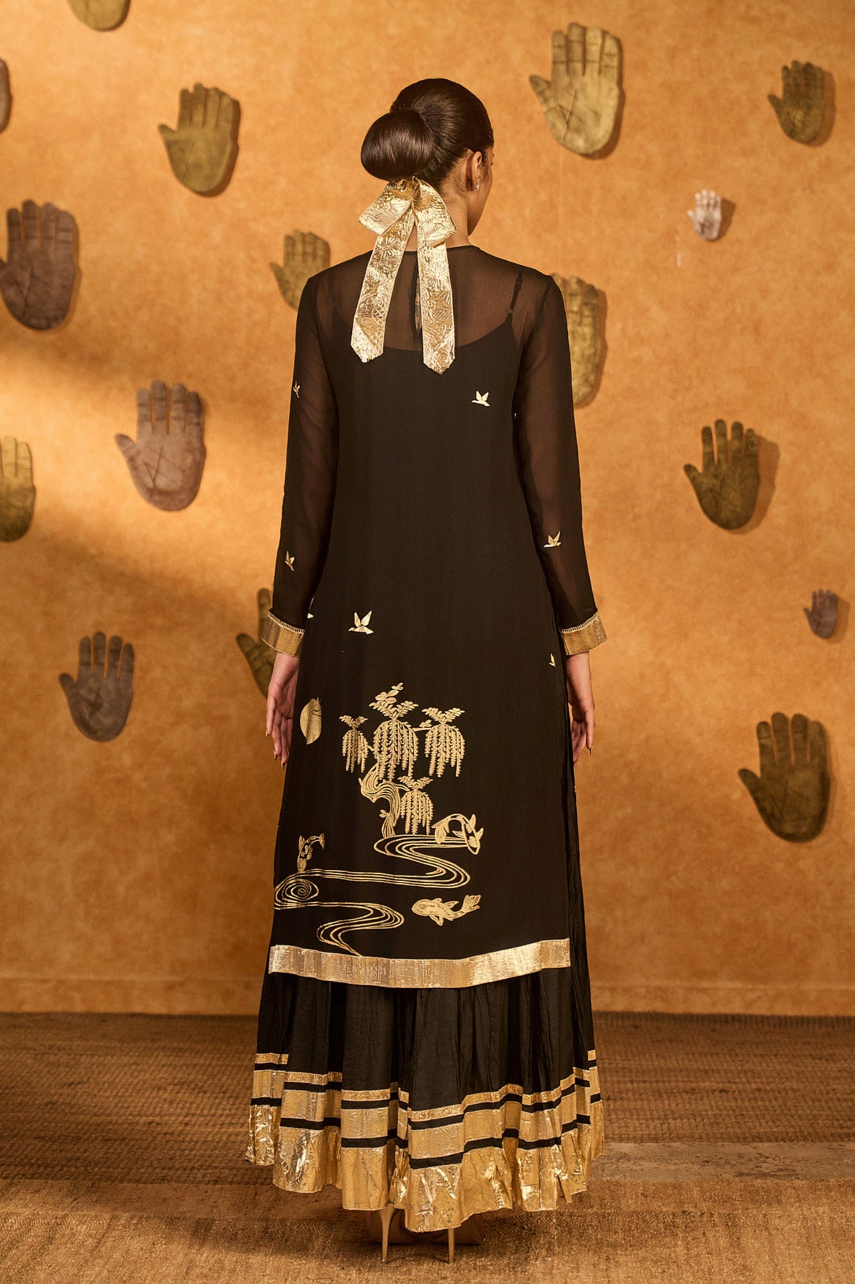 Black Bloom Anarkali Set