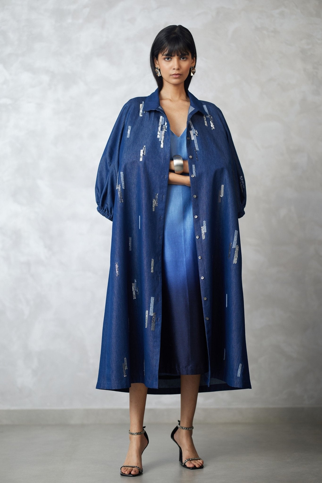 Denim Dark Blue Jacket Set - Nachiket Barve - Elahe