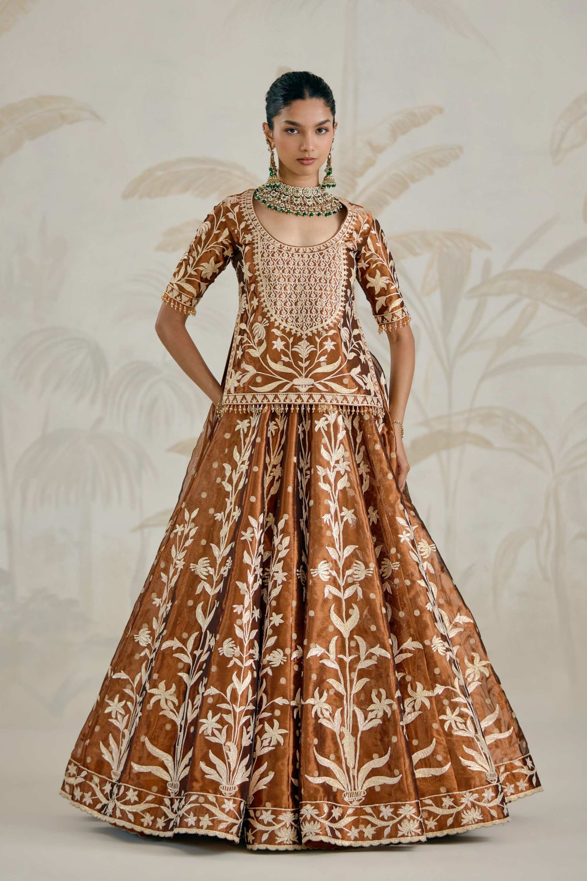 Coffee Brown Kurti-lehenga Set