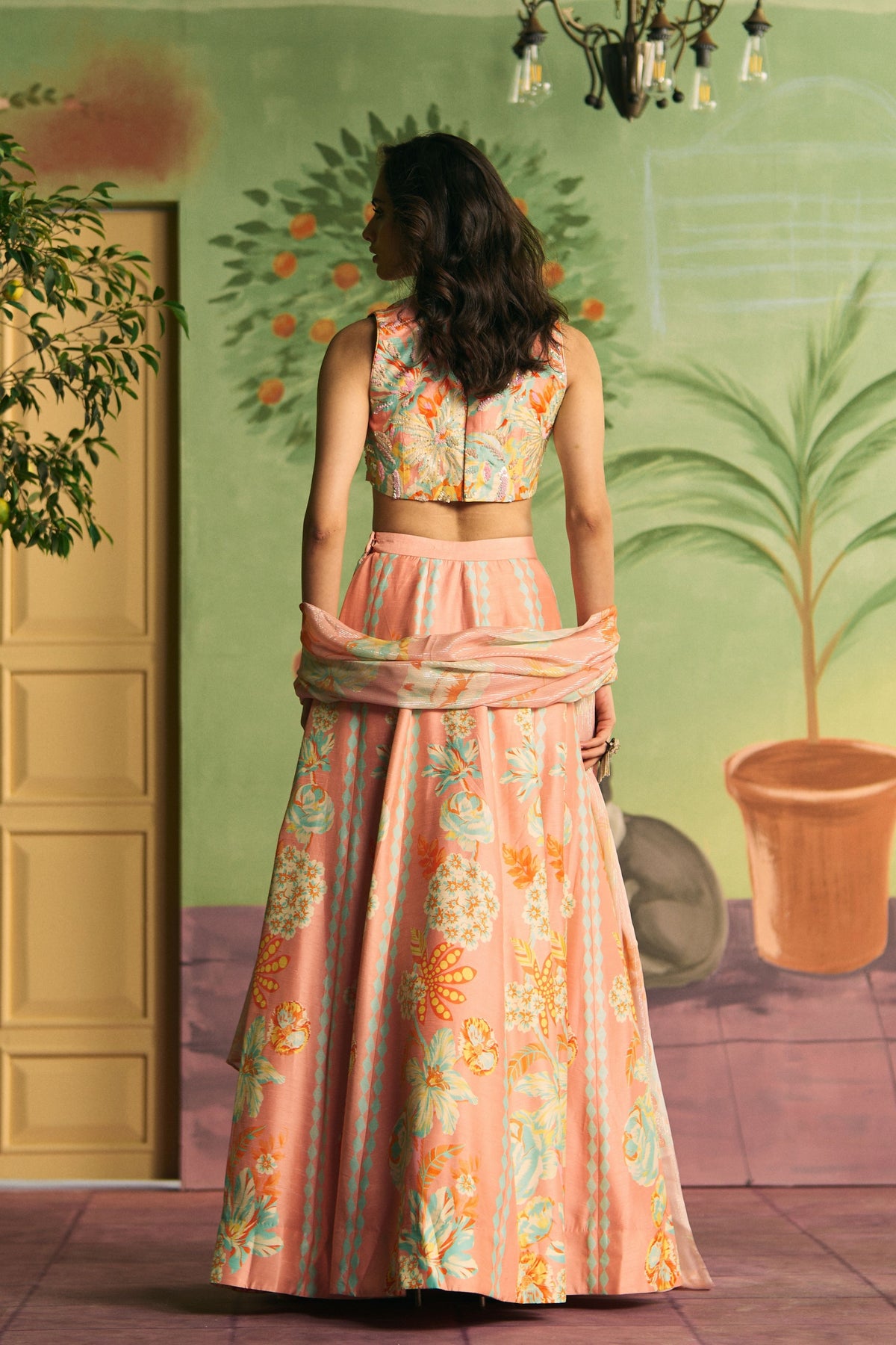Peach Bloom Lehenga Set