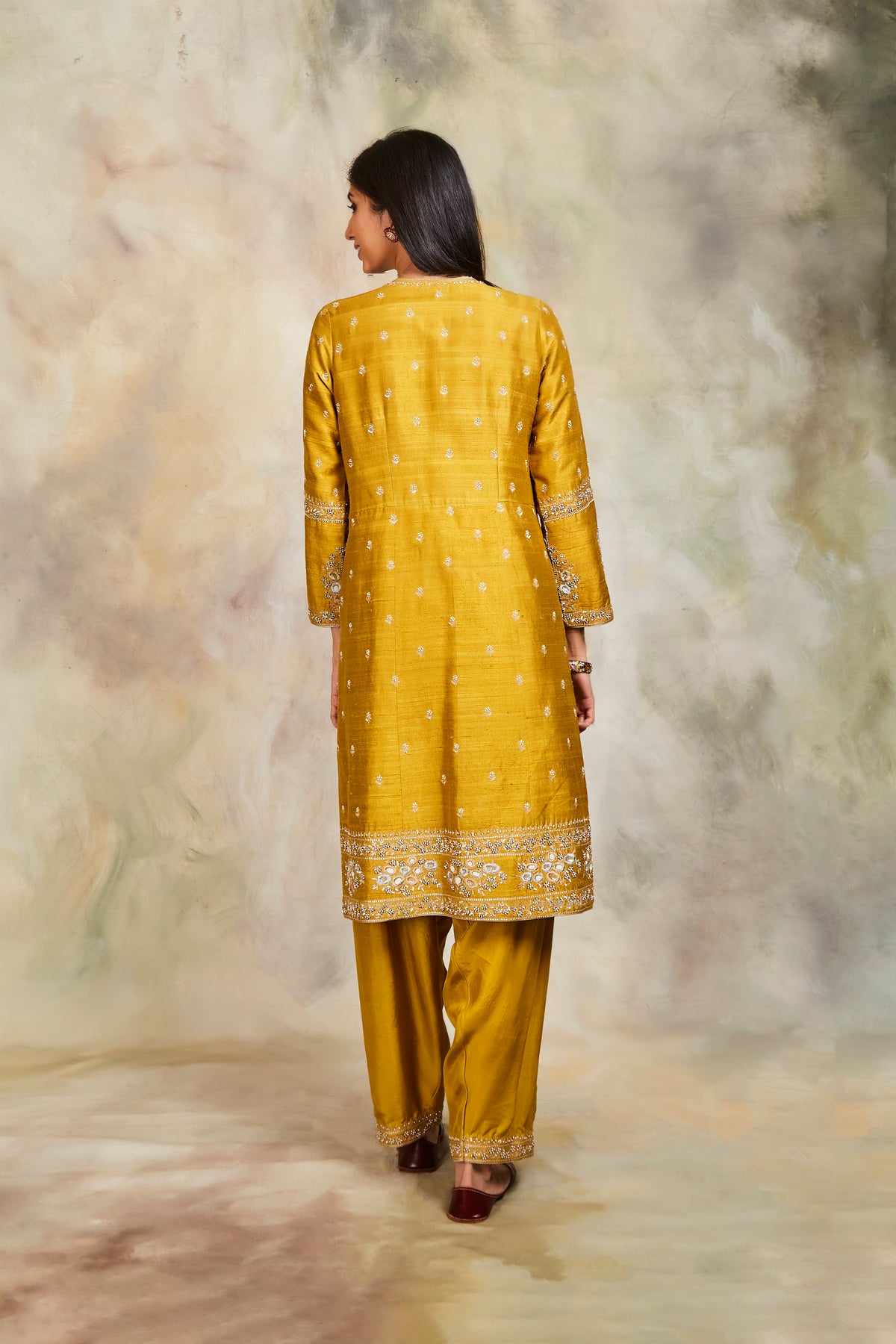Mustard sequin kurta set